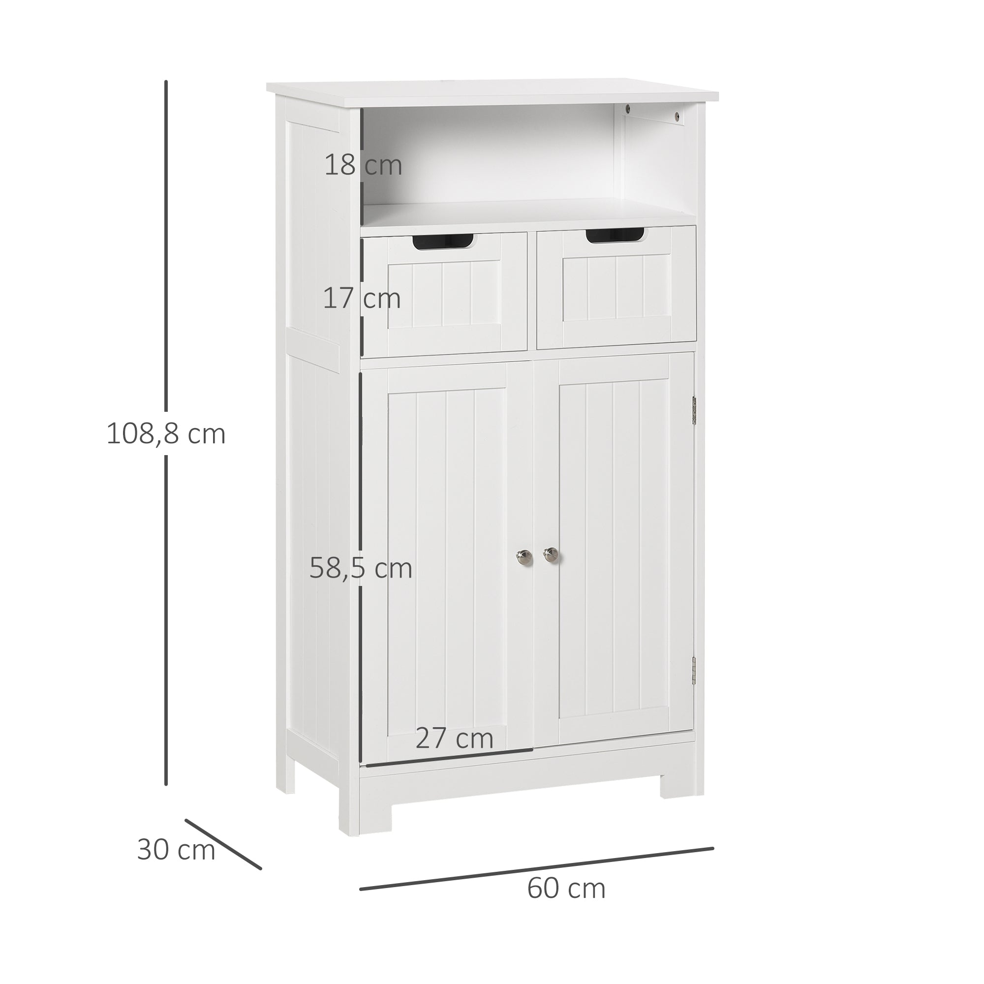 Armário de Casa de Banho Multifuncional Branco 60x30x108.8 cm