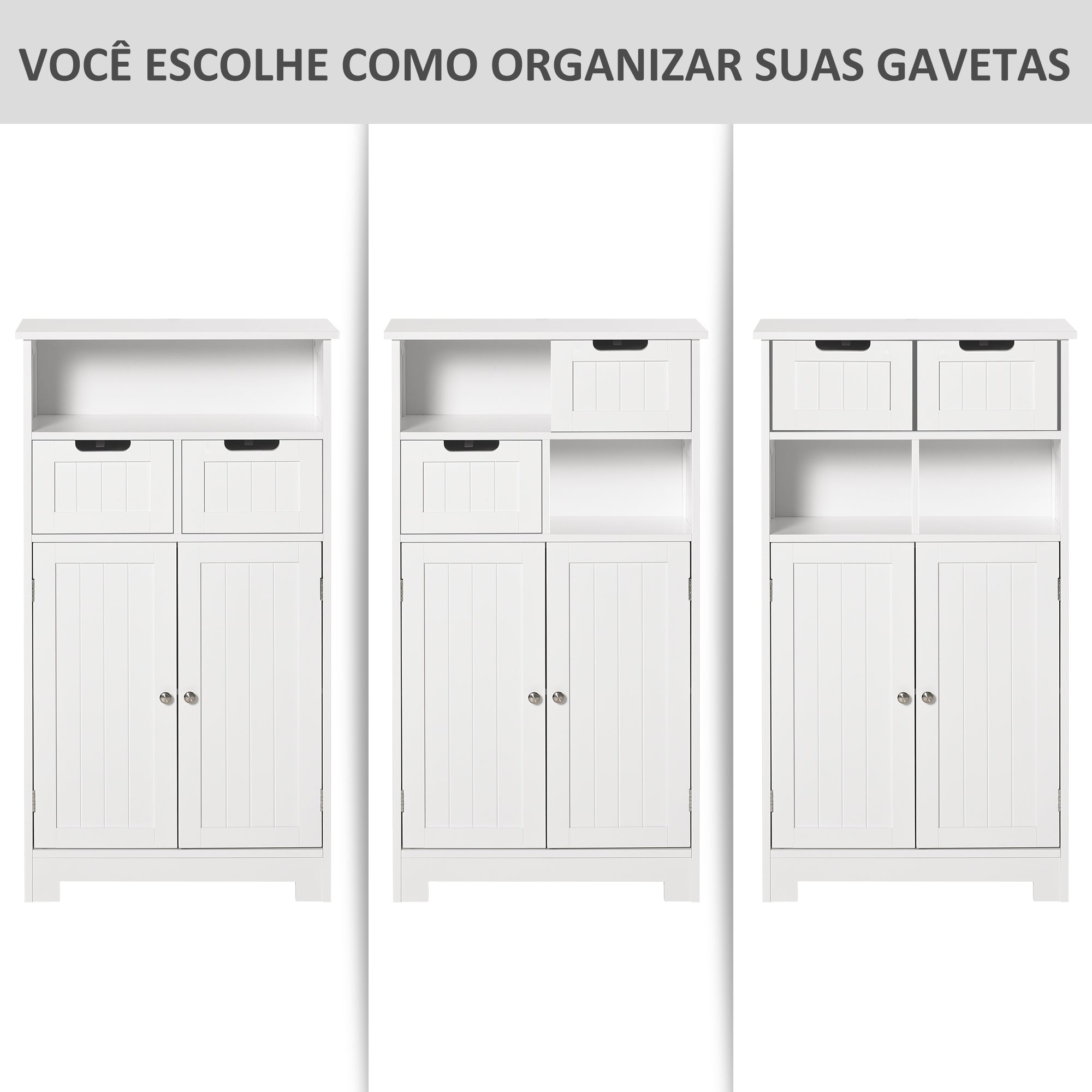 Armário de Casa de Banho Multifuncional Branco 60x30x108.8 cm