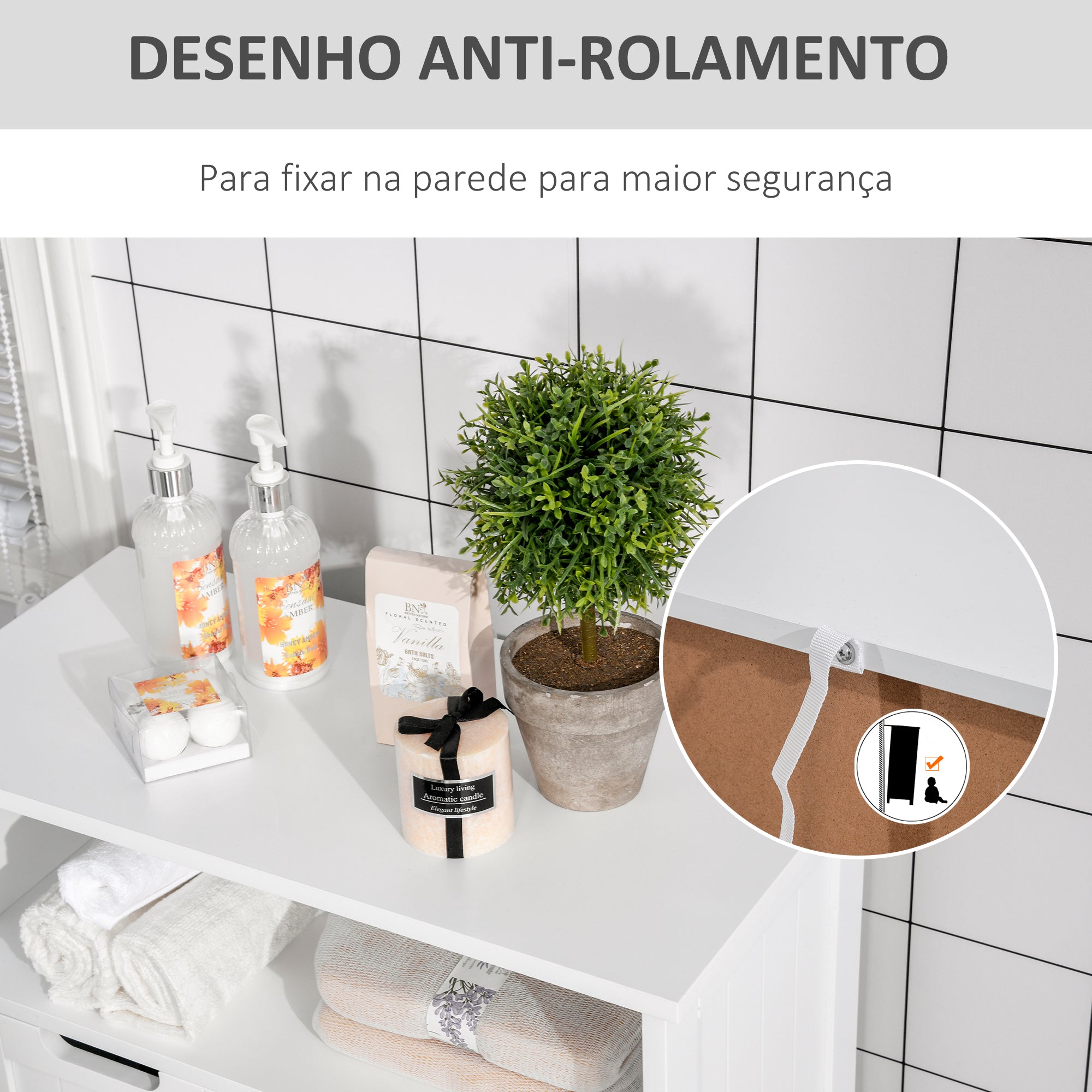 Armário de Casa de Banho Multifuncional Branco 60x30x108.8 cm