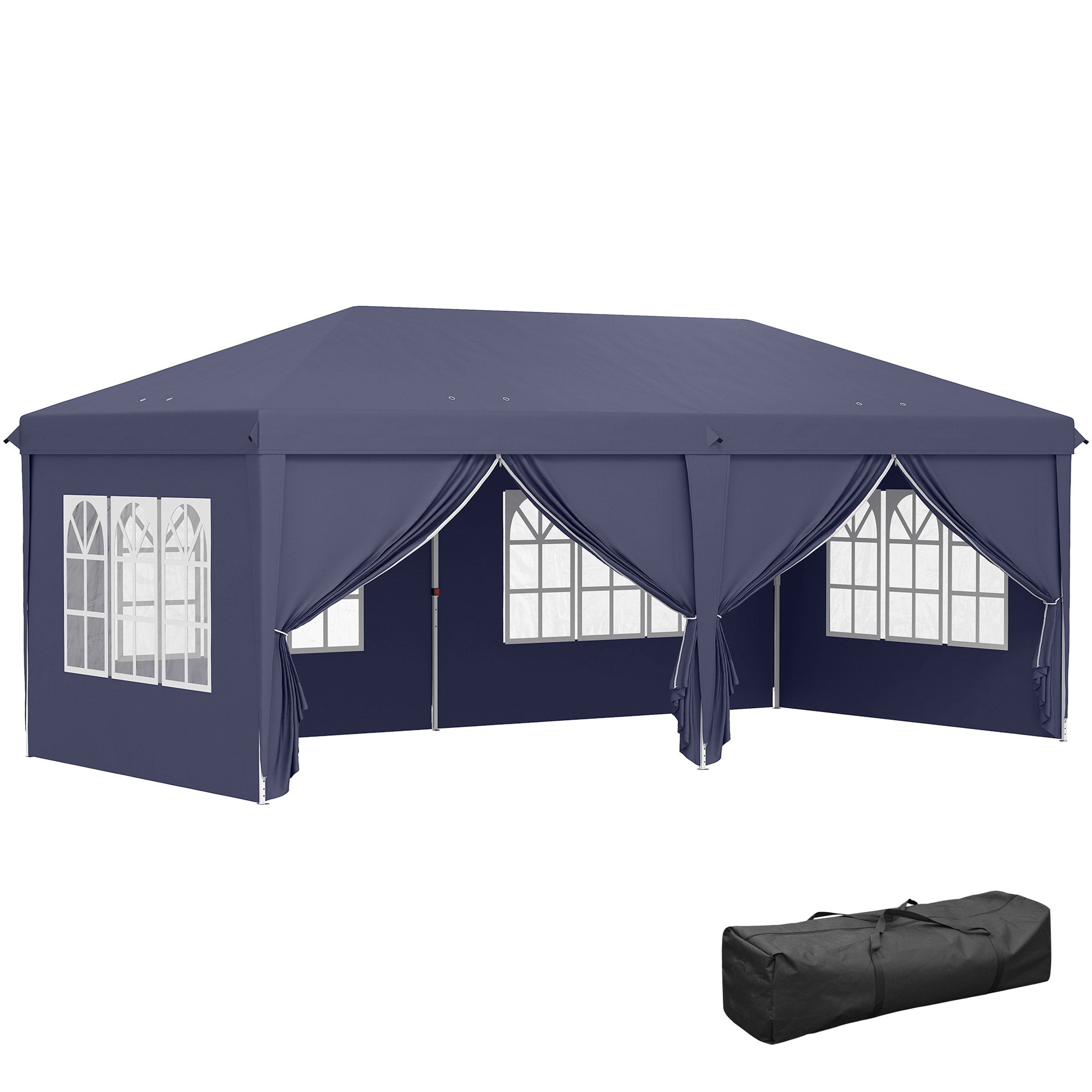 Tenda para Festas Azul 585x295x270 cm com Paredes Amovíveis e 2 Portas