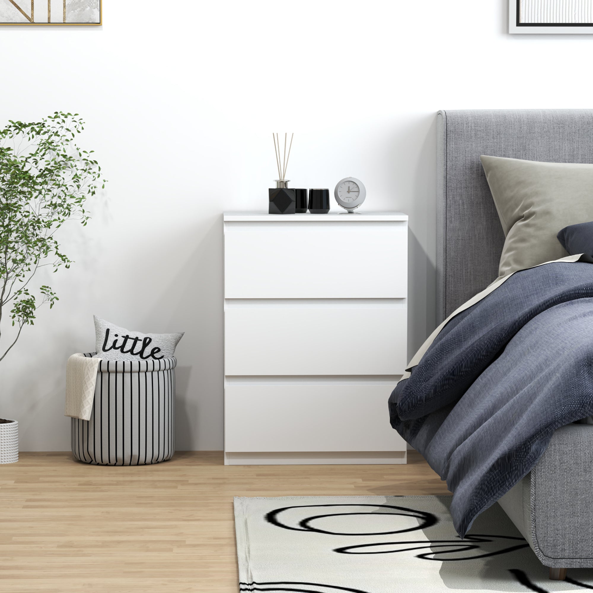Cómoda de Madeira – 55x34x75 cm – Branco Brilhante