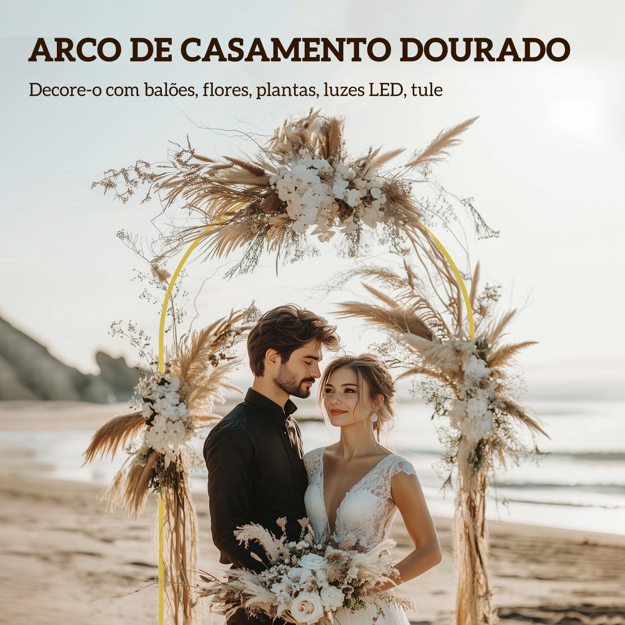 Arco de Jardim em Metal Ouro 120x40x220 cm