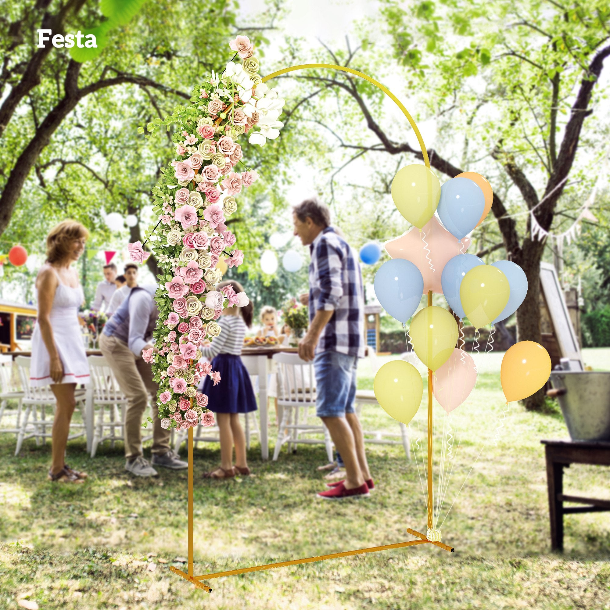 Arco de Jardim em Metal Ouro 120x40x220 cm