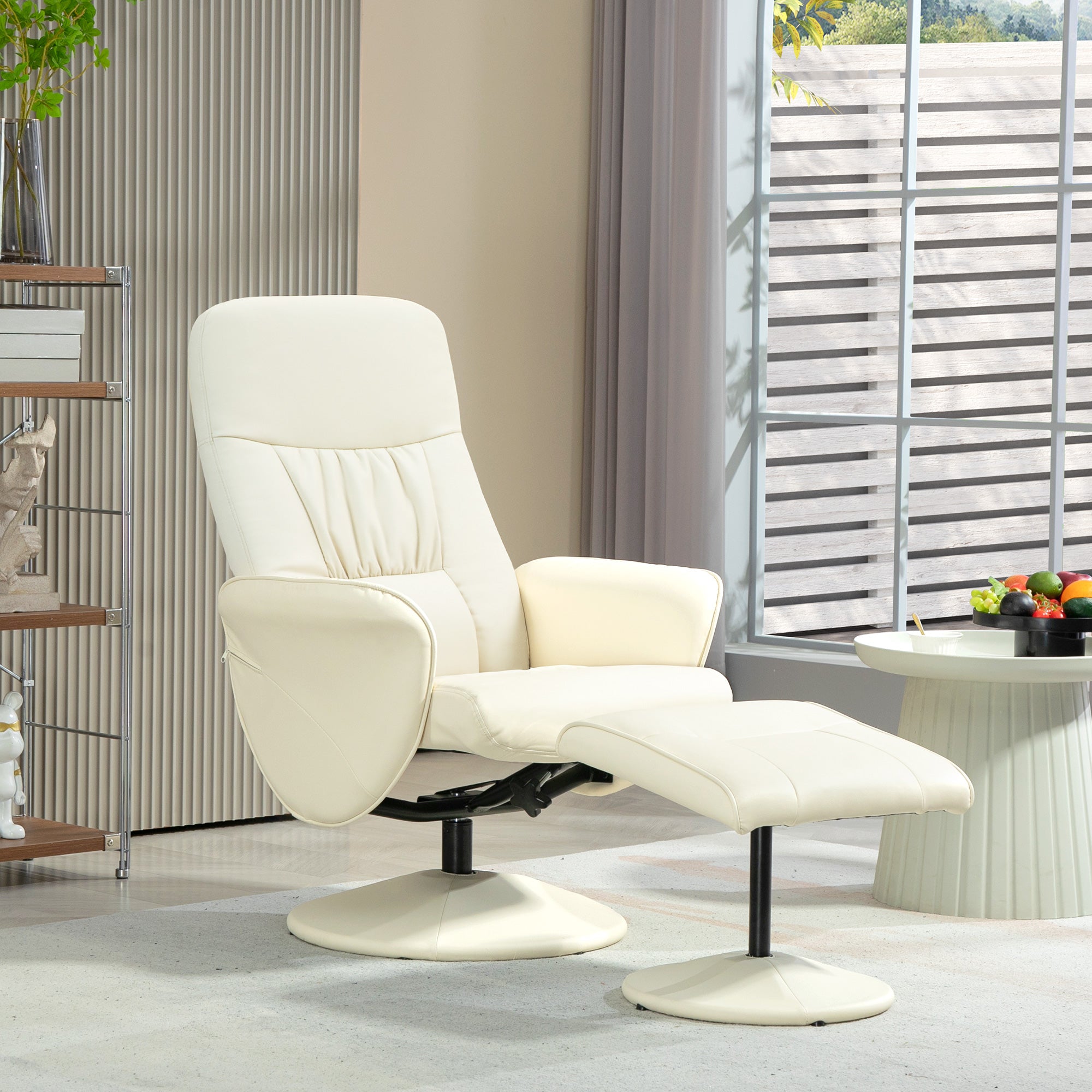 Poltrona Relax Reclinável 81x81x105 cm - Cor Creme