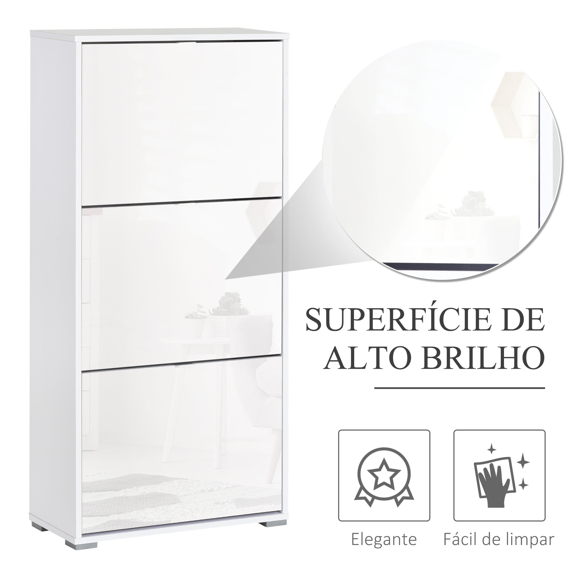 Sapateira Vertical Moderna Branca 60x26x124cm