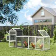 Galinheiro de Madeira Branco e Cinza 297,5x68x118cm para 3-6 Galinhas