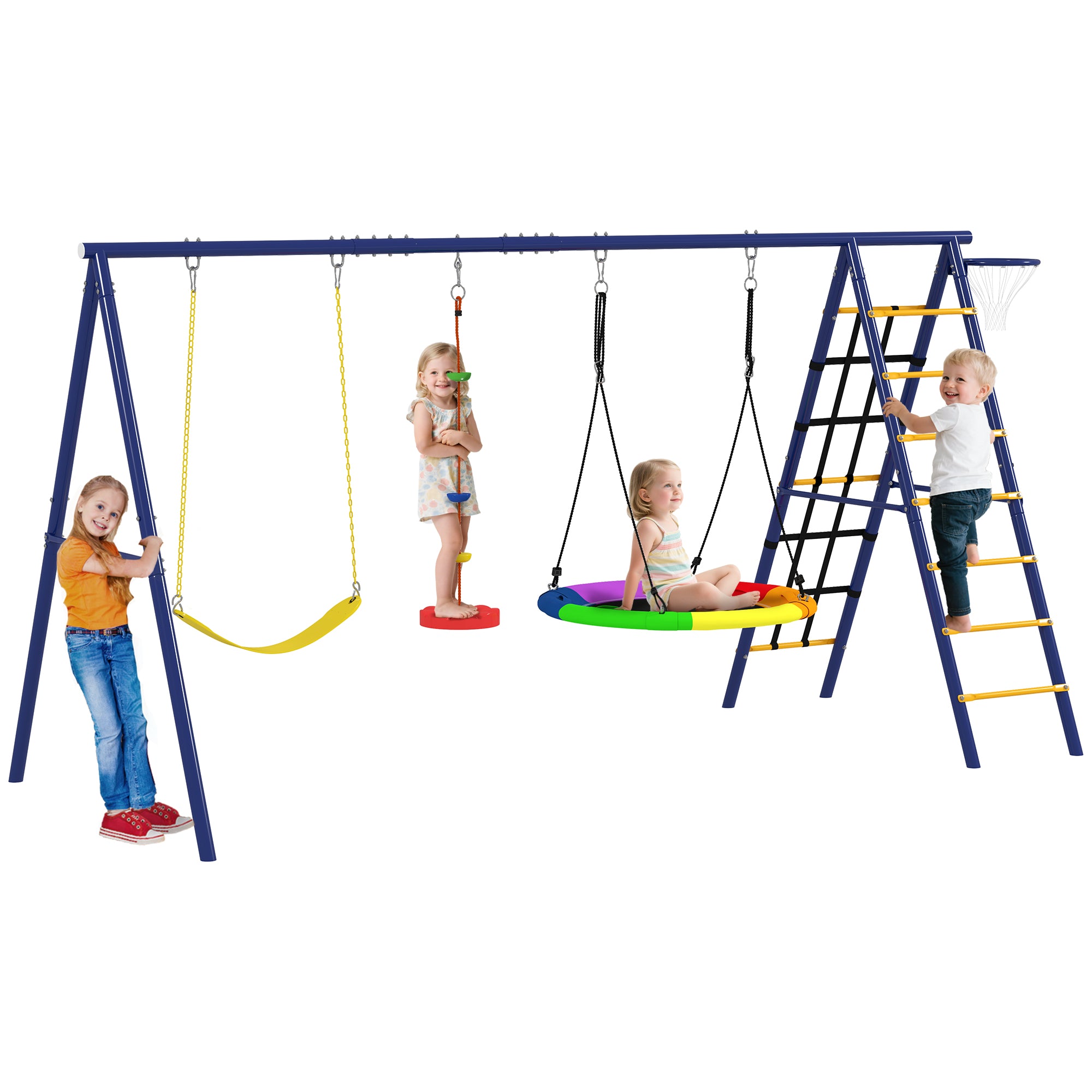 Baloiço para Crianças 6 em 1 Multicor 350x183x200 cm