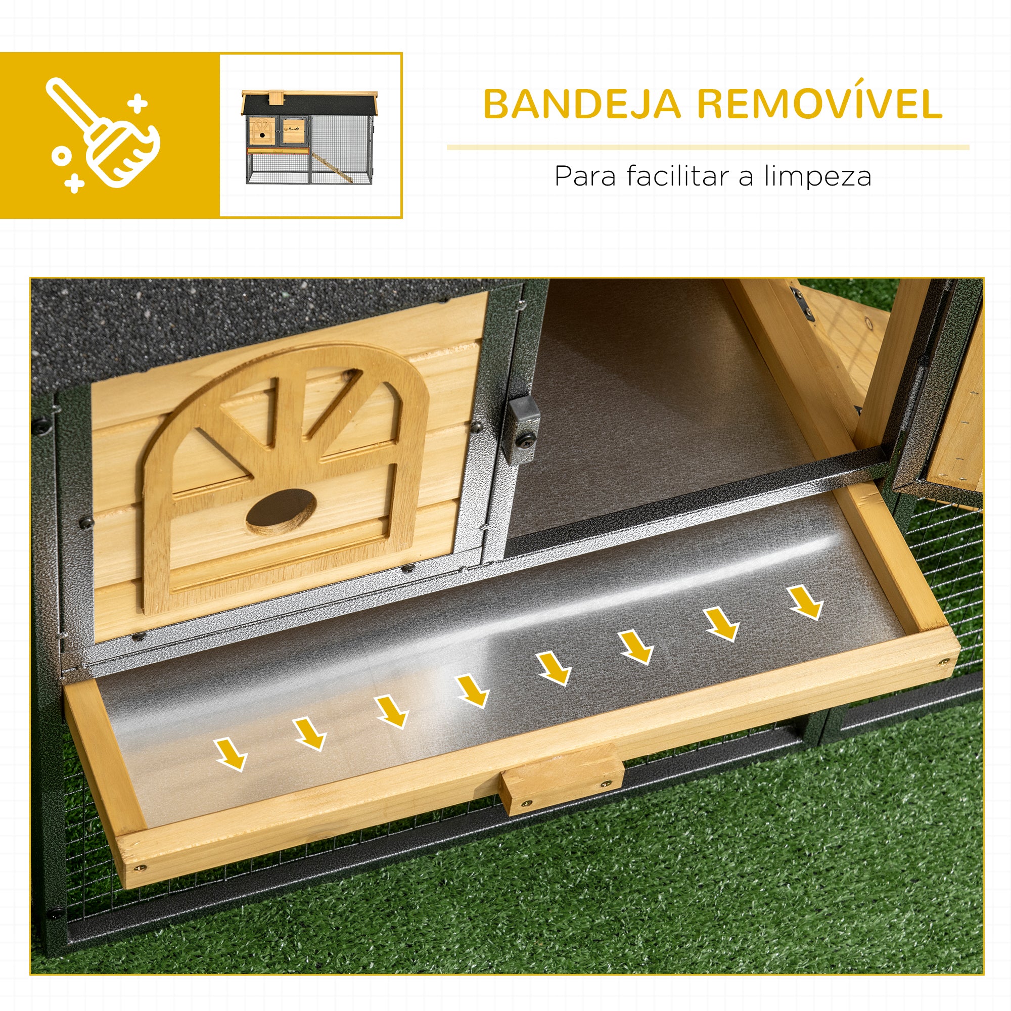 Gaiola para Coelhos de Madeira de 2 Níveis 120x55,5x80 cm - Cor Madeira e Preto