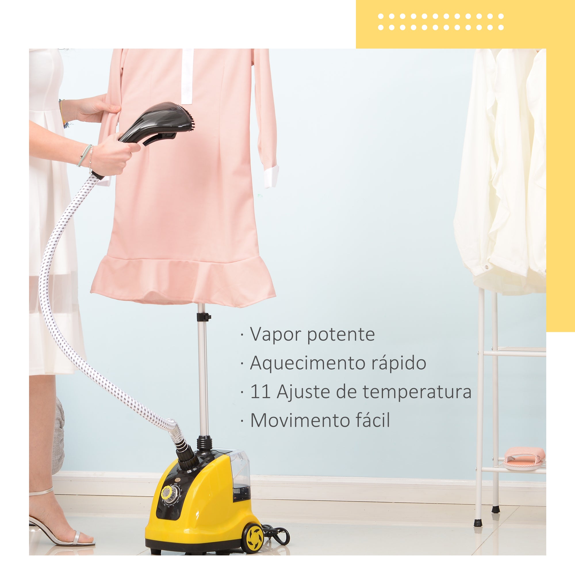 Ferro de Engomar a Vapor 26x22x29cm Amarelo e Preto