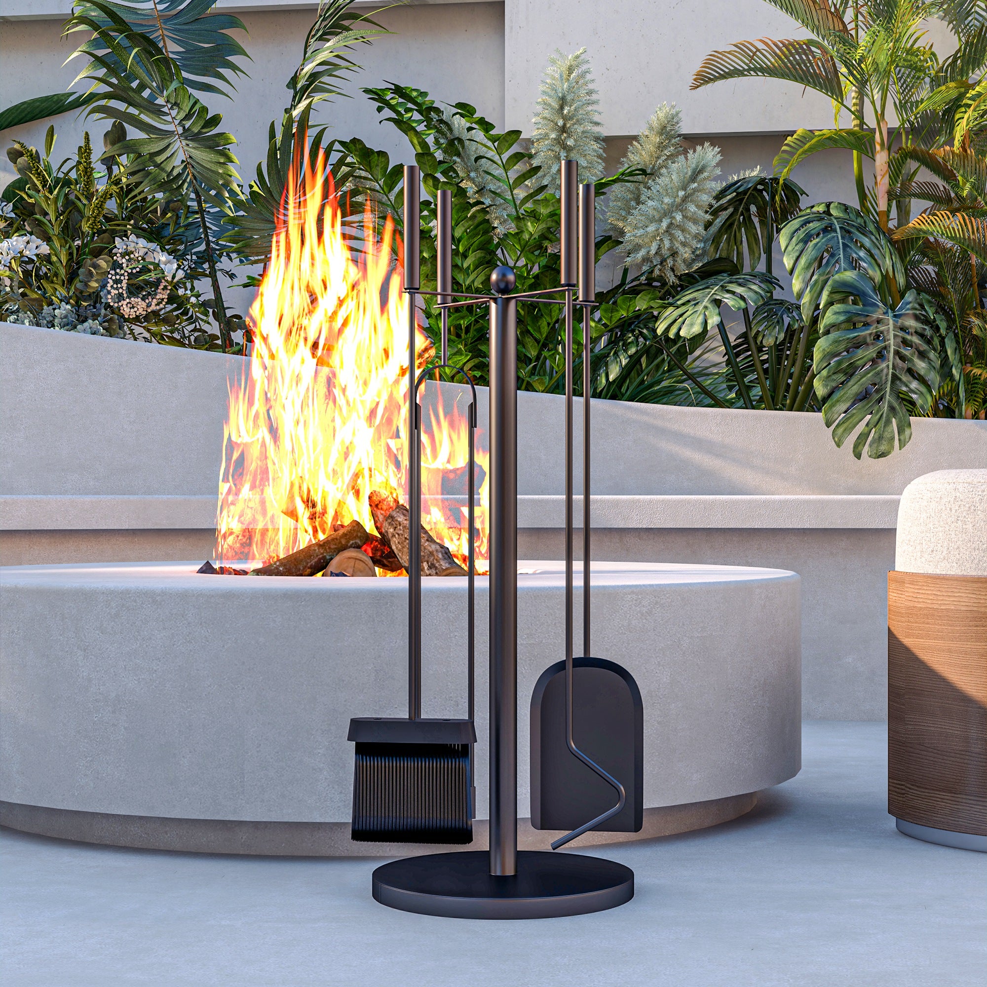 Conjunto de Ferramentas para Lareira – Ø25x54 cm – Preto – Metal