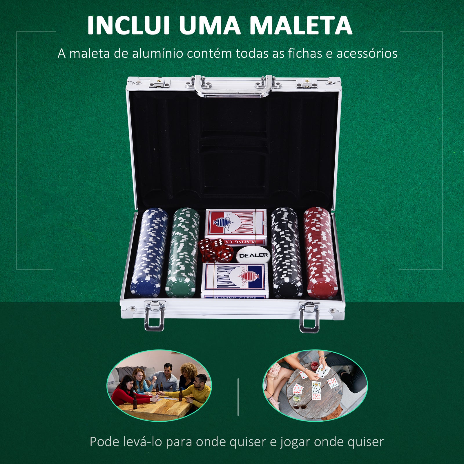 Mala de Poker Profissional – 29,5x20,5x6,5 cm – Multicor – Alumínio
