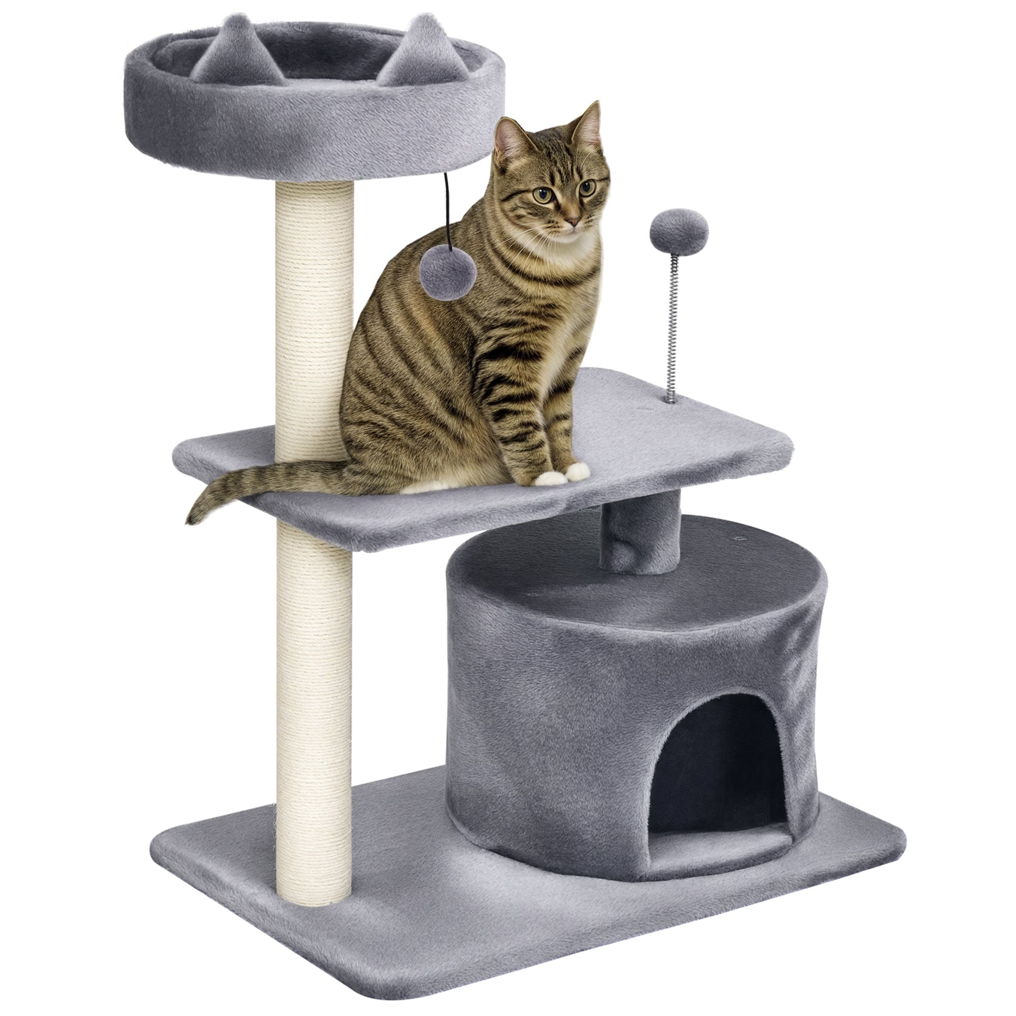 Arranhador para Gatos Cinzento 60x40x81 cm - Centro de Atividades para Gatos Médios