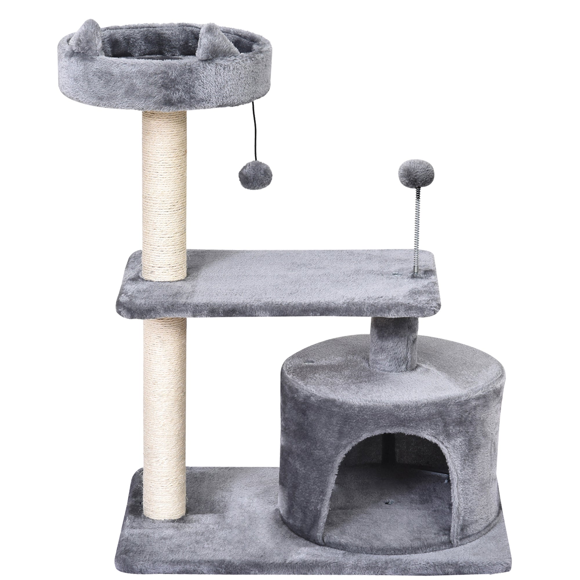Arranhador para Gatos Cinzento 60x40x81 cm - Centro de Atividades para Gatos Médios