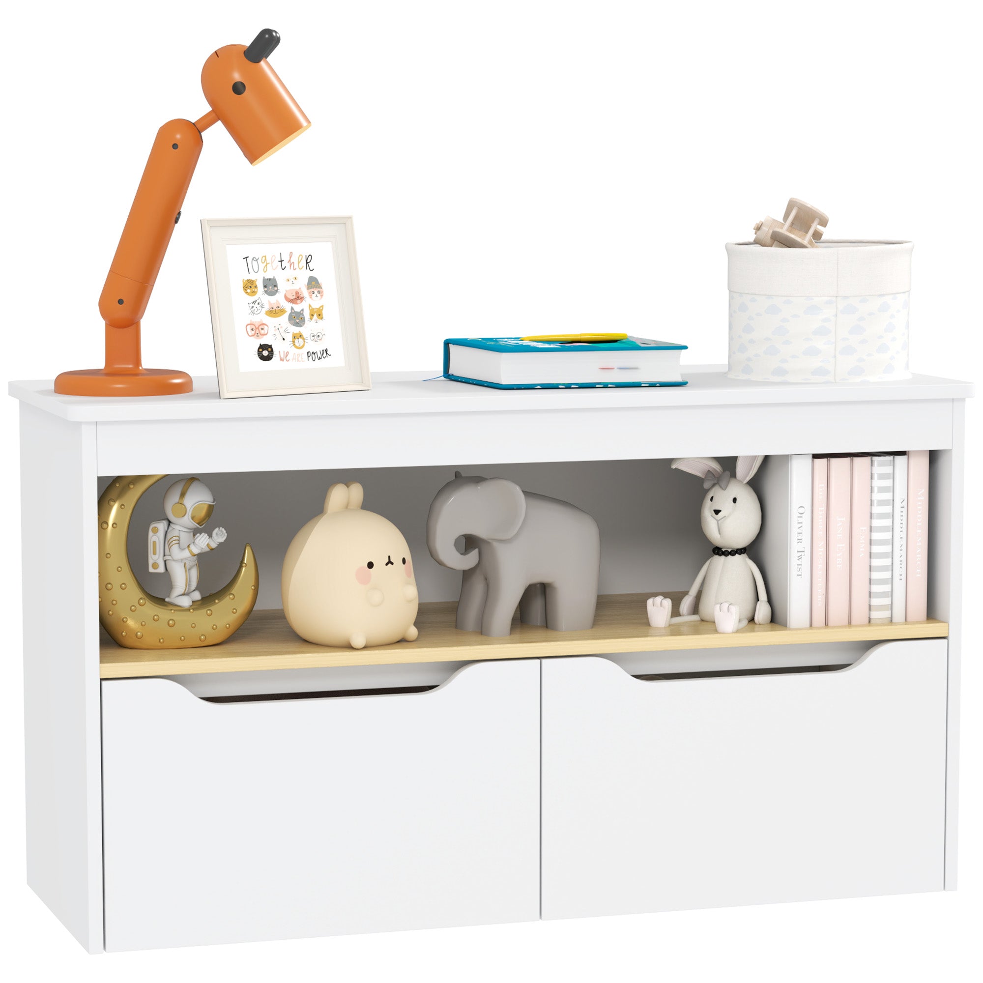 Organizador de Brinquedos Infantil 80x30x45 cm Branco e Madeira
