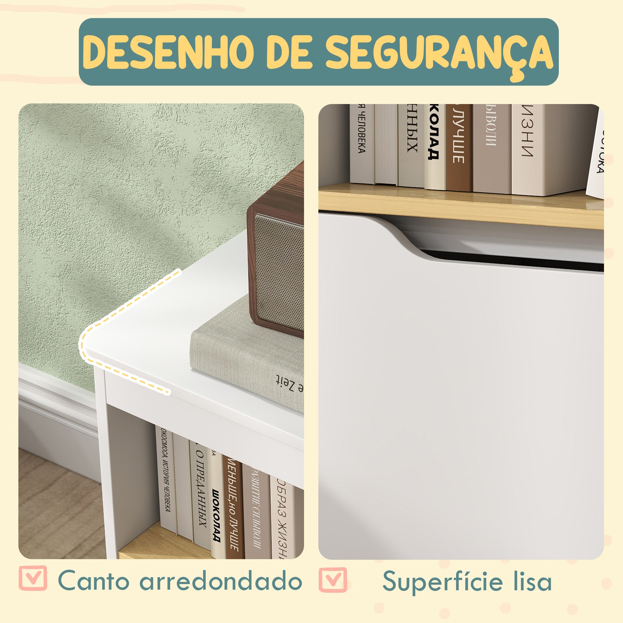 Organizador de Brinquedos Infantil 80x30x45 cm Branco e Madeira