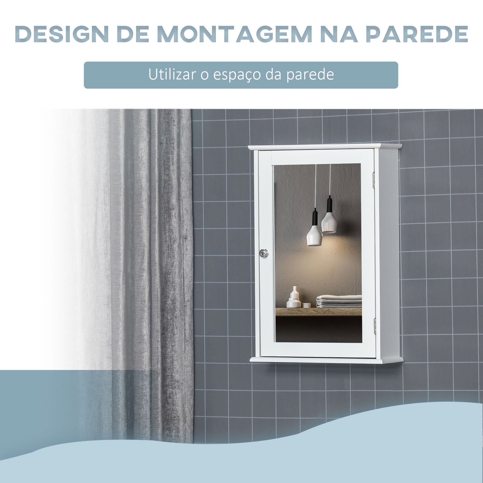 Armário de Casa de Banho com Espelho - Branco 41x14x60 cm