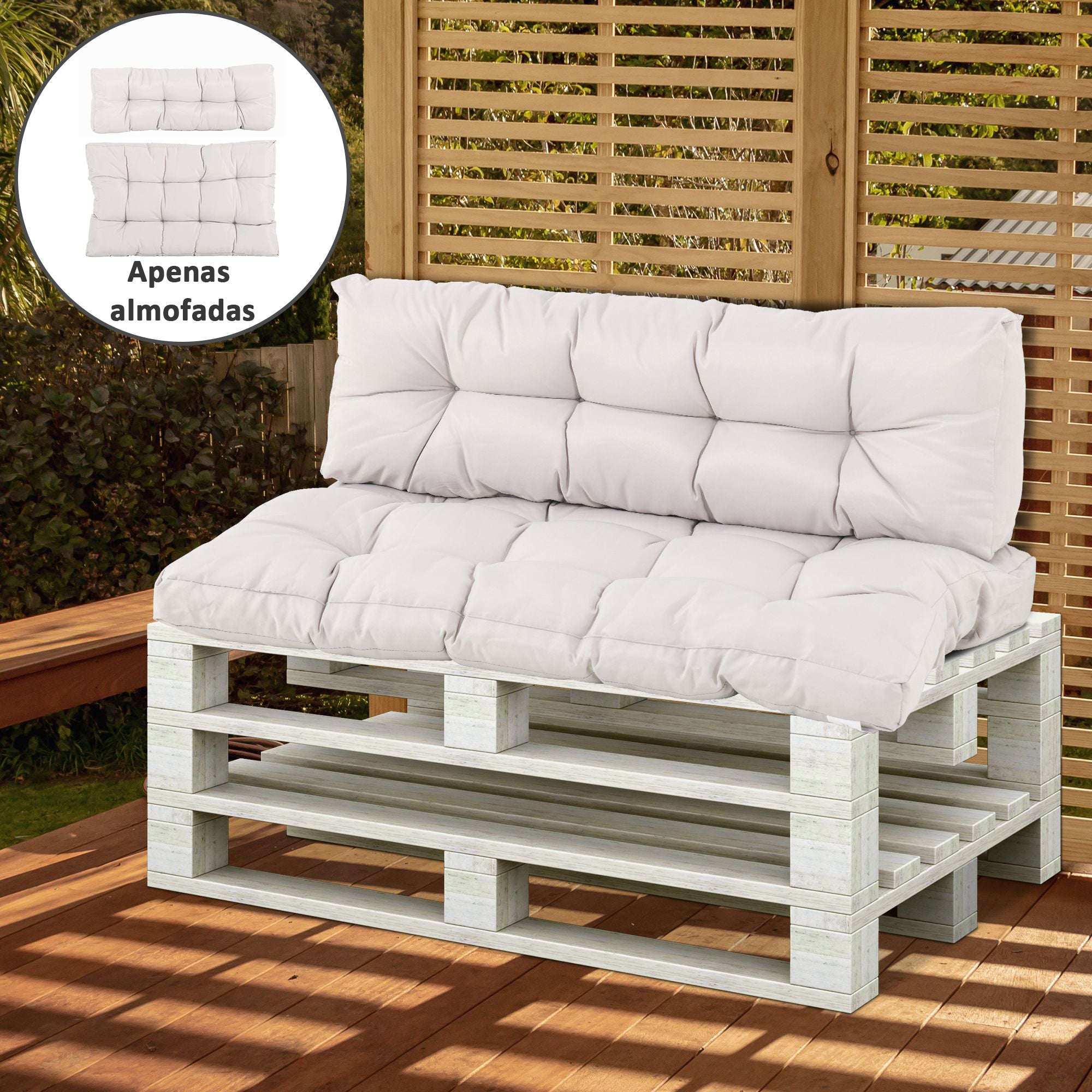 Almofada de Palete 120x80x12 cm - Cor Creme