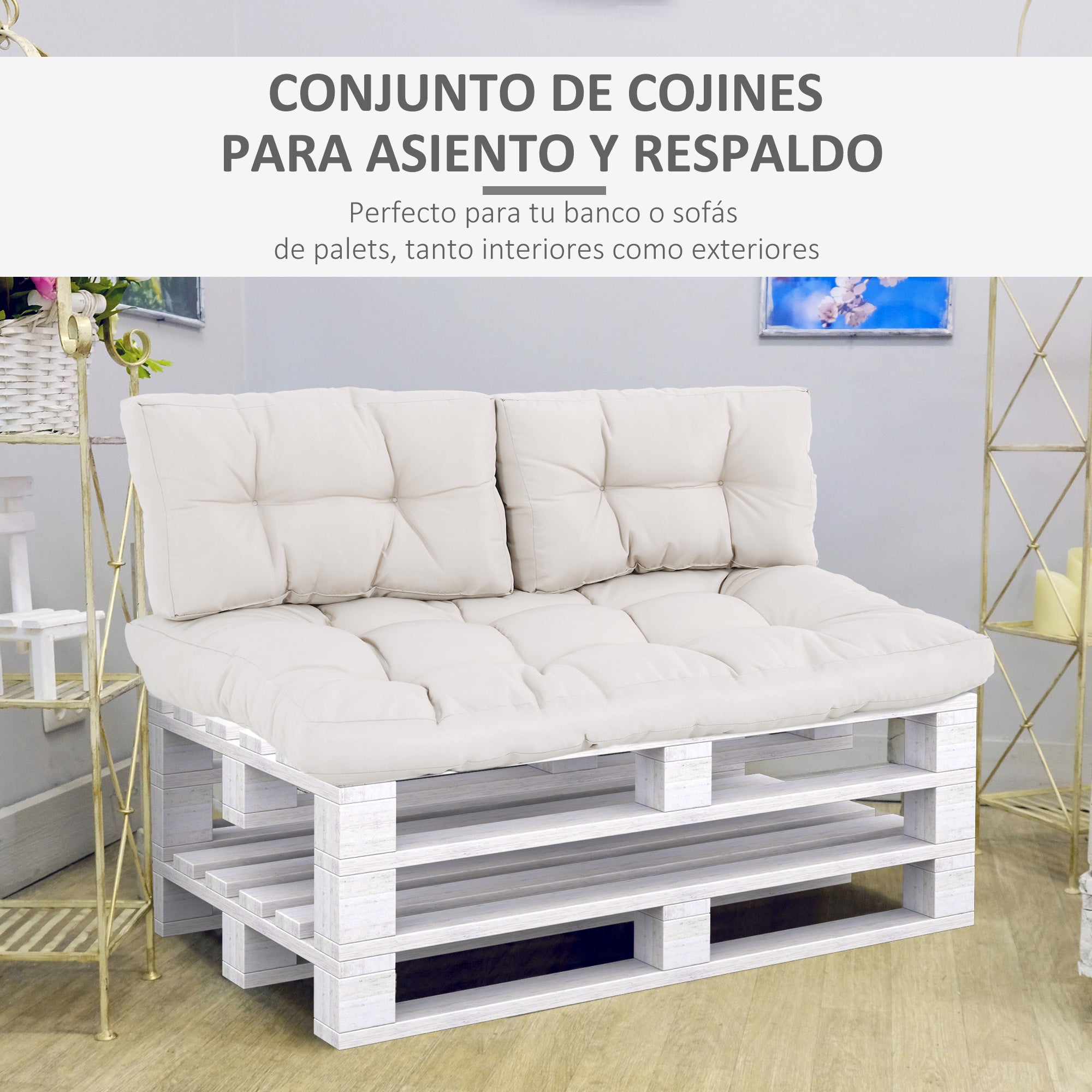 Almofada de Palete 120x80x12 cm - Cor Creme