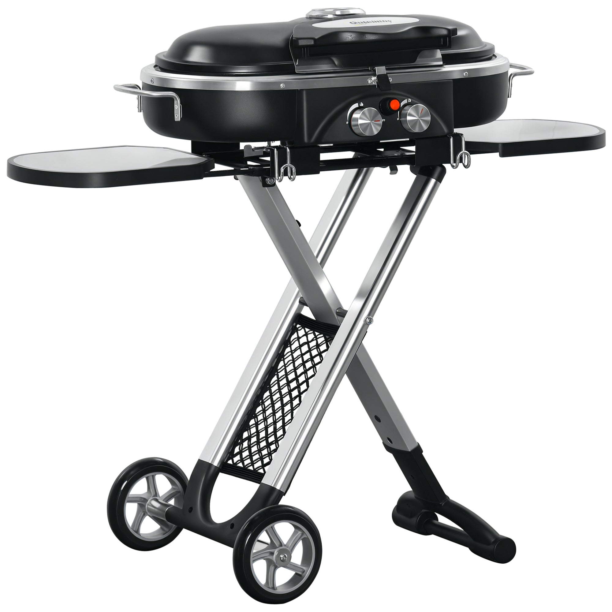 Barbecue a Gás Dobrável Preto 100x41,6x82,5 cm