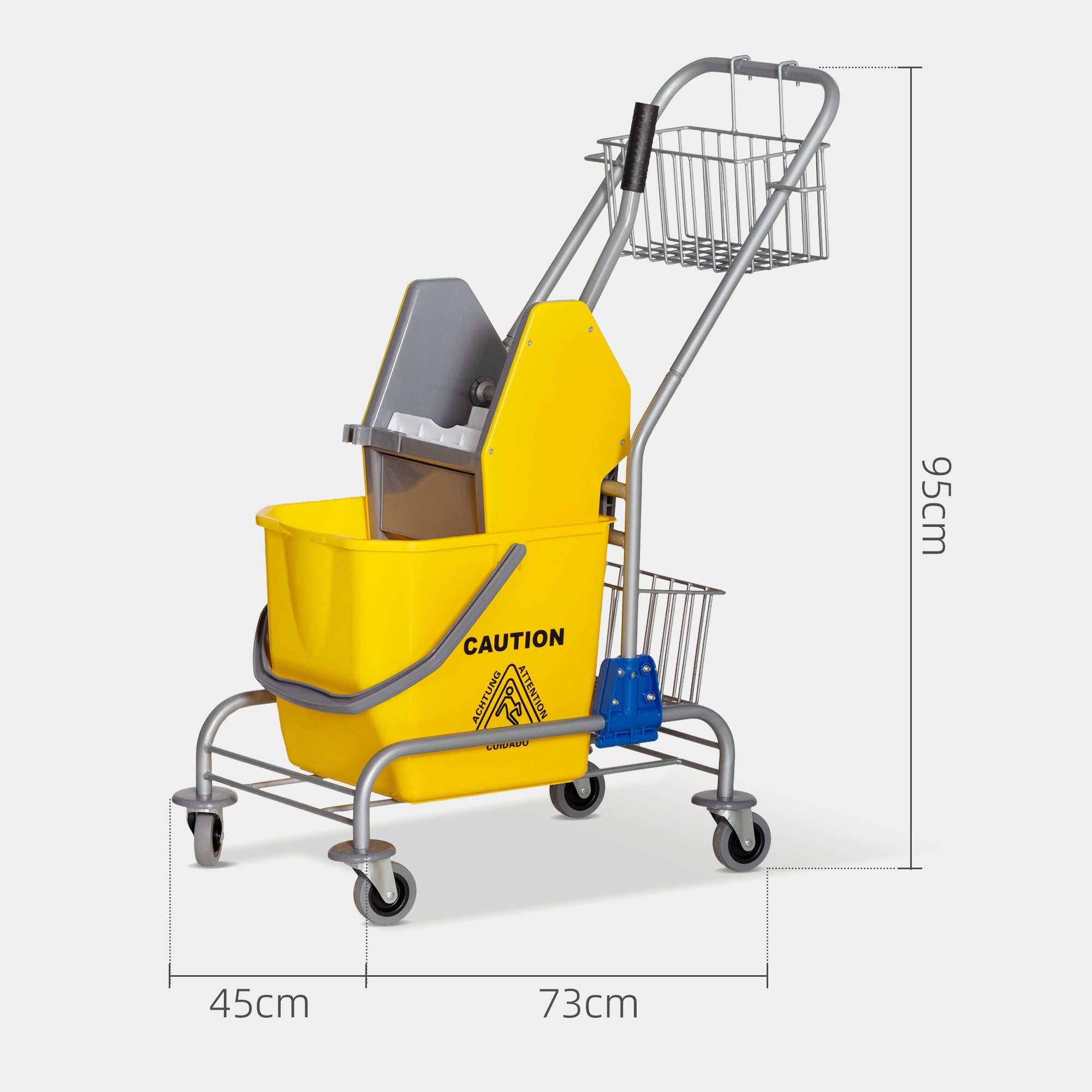 Carrinho de Limpeza – 73x45x95 cm – Amarelo – Plástico e Metal