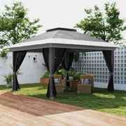 Pérgola Dobrável 356x356x280 cm Cinzento - Proteção UV e Altura Ajustável