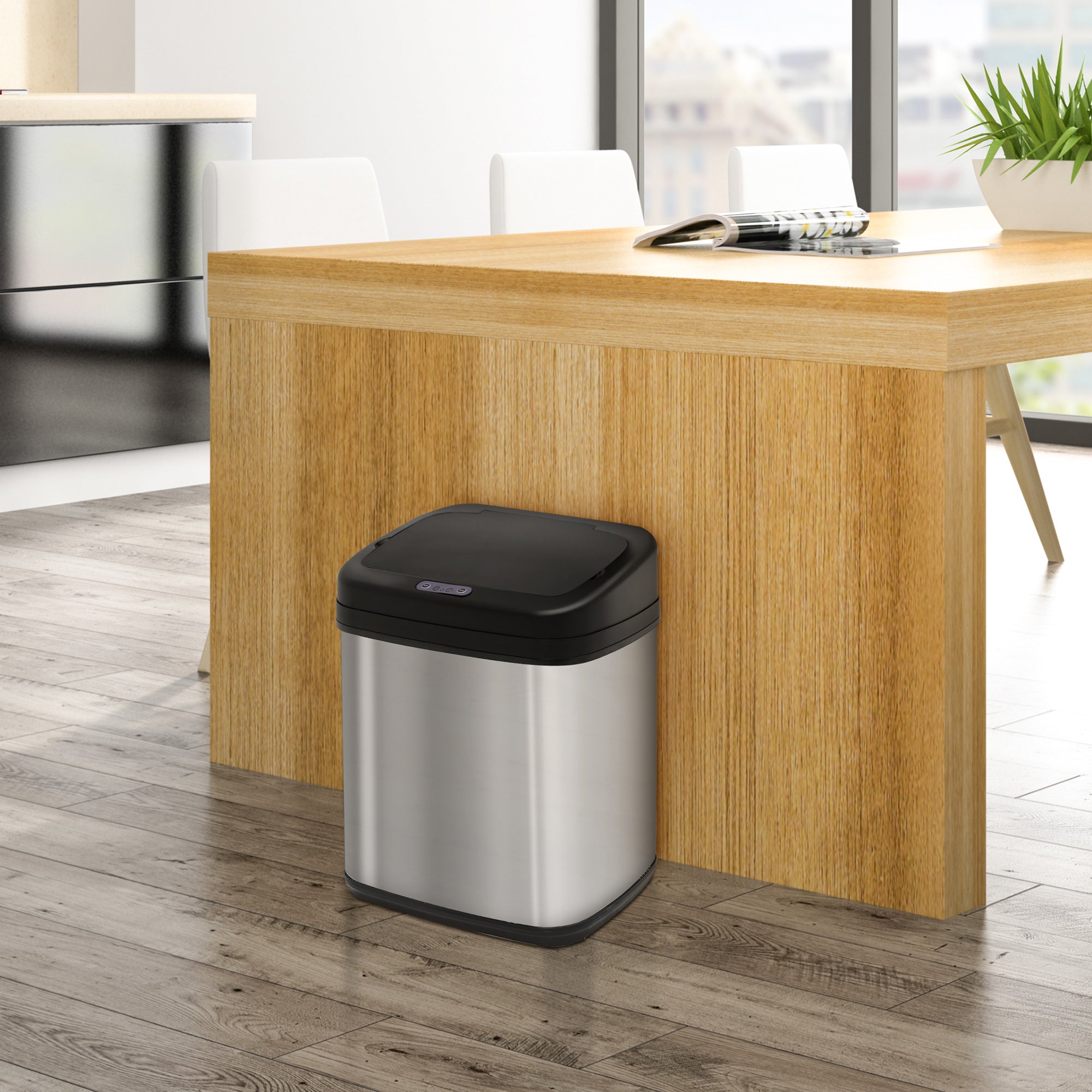 Balde de Lixo Automático 20L - 33x25x42,5 cm - Prata - Aço inoxidável, ABS e PP