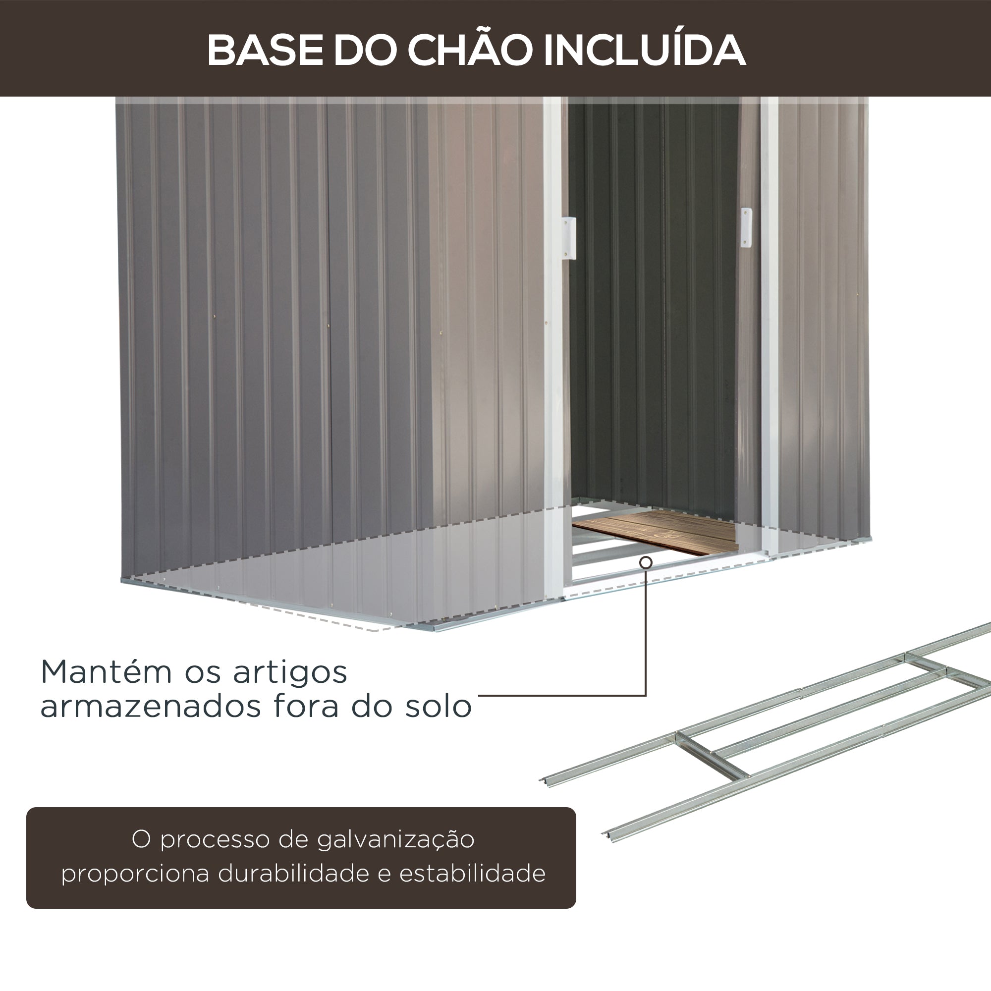 Abrigo de Jardim Metálico Cinzento 213x130x185 cm - Armazenamento de Ferramentas