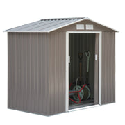 Abrigo de Jardim Metálico Cinzento 213x130x185 cm - Armazenamento de Ferramentas