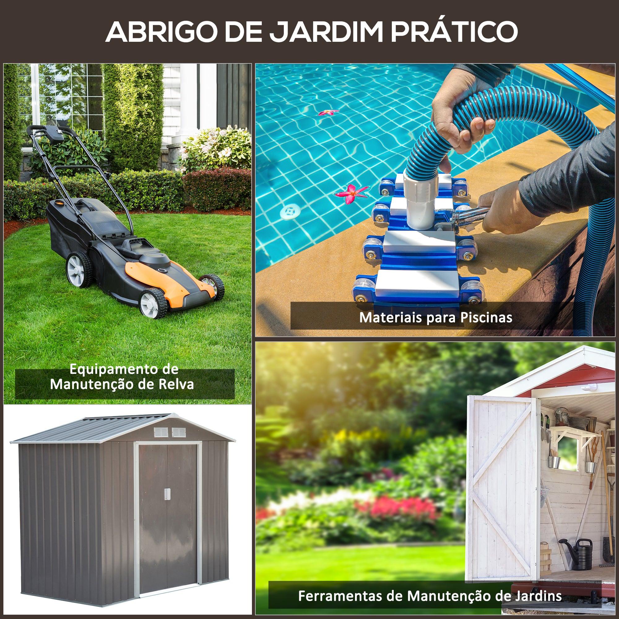 Abrigo de Jardim Metálico Cinzento 213x130x185 cm - Armazenamento de Ferramentas