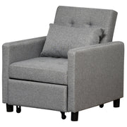 Sofá-cama Individual Cinza 69x77x84 cm - Encosto Reclinável e Almofada Removível