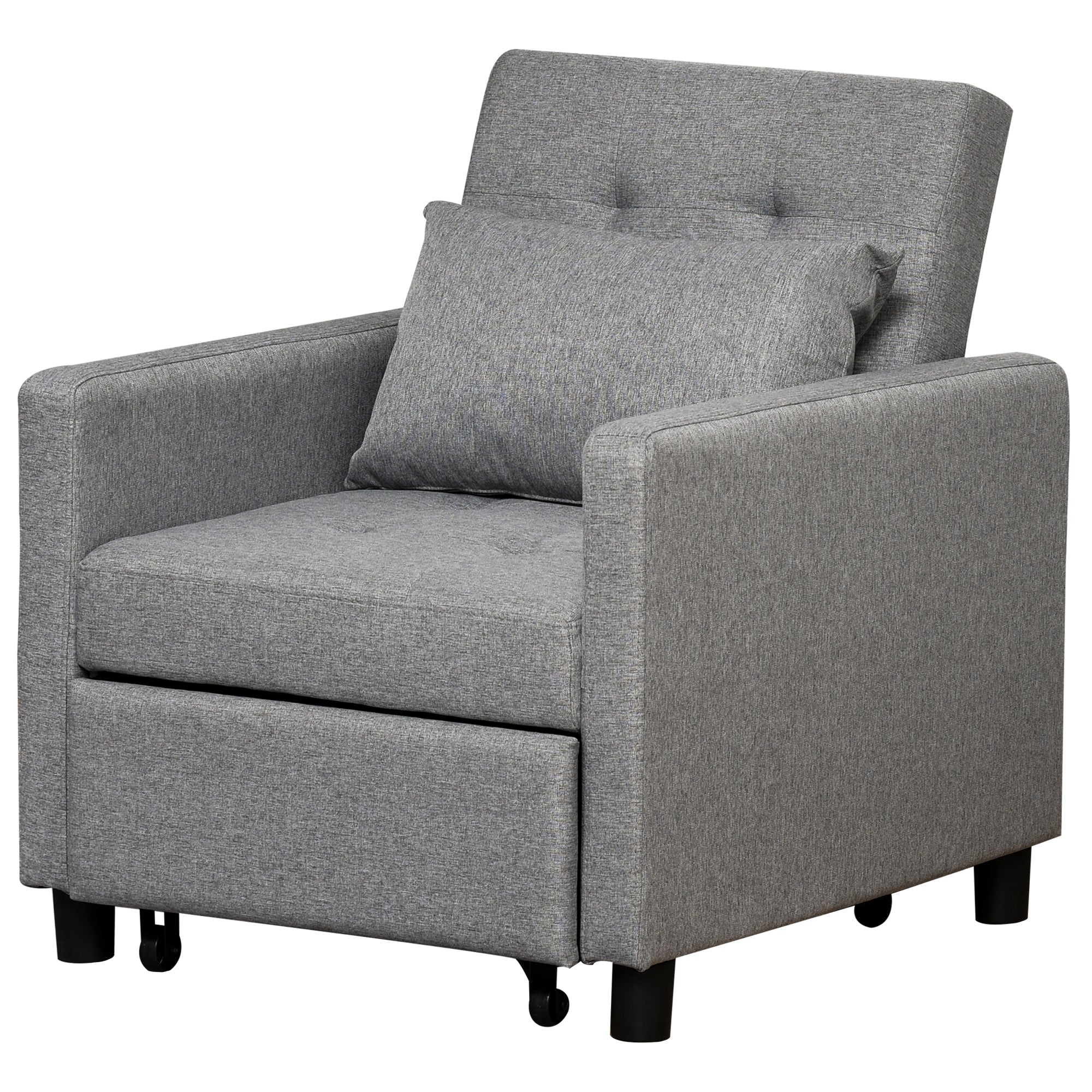 Sofá-cama Individual Cinza 69x77x84 cm - Encosto Reclinável e Almofada Removível