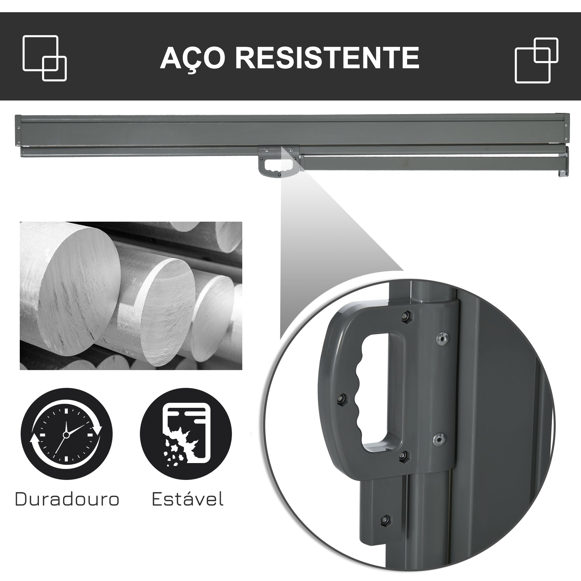Toldo Lateral Retrátil 300x160 cm Cinza para Terraço ou Jardim