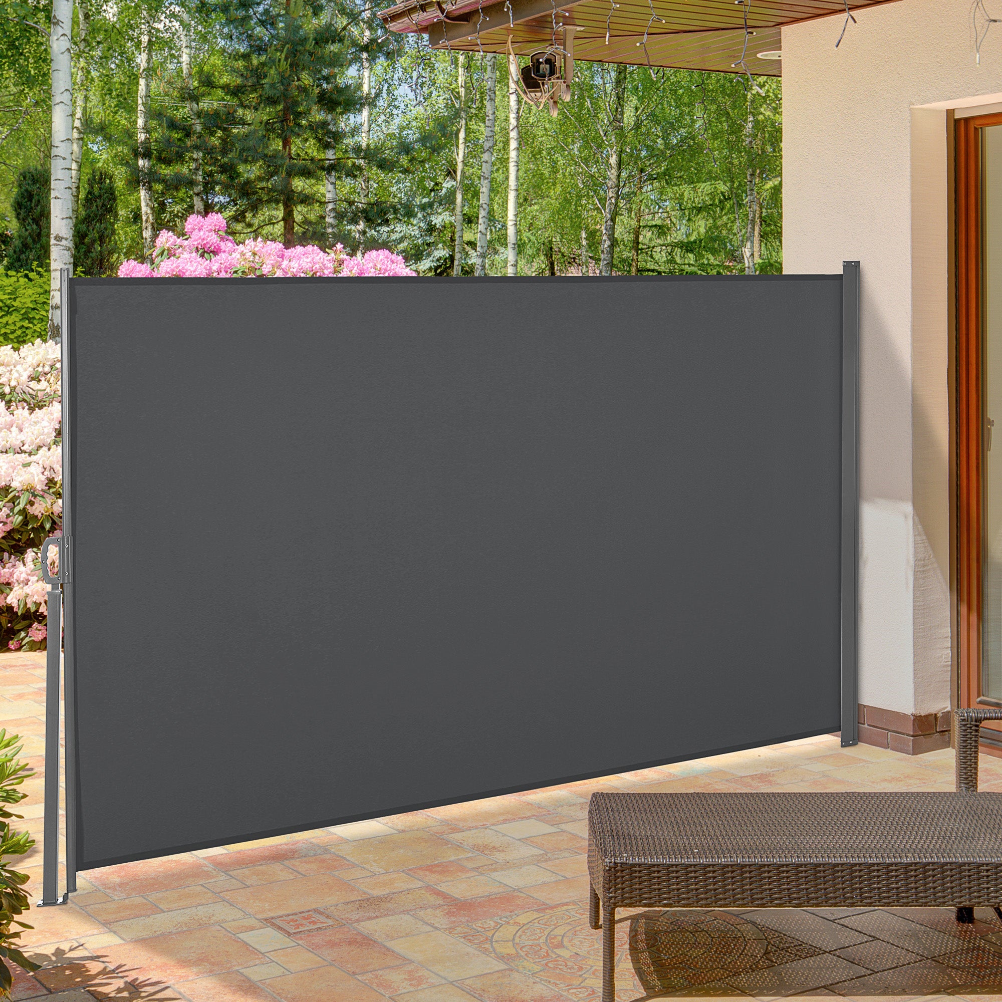 Toldo Lateral Retrátil 300x160 cm Cinza para Terraço ou Jardim