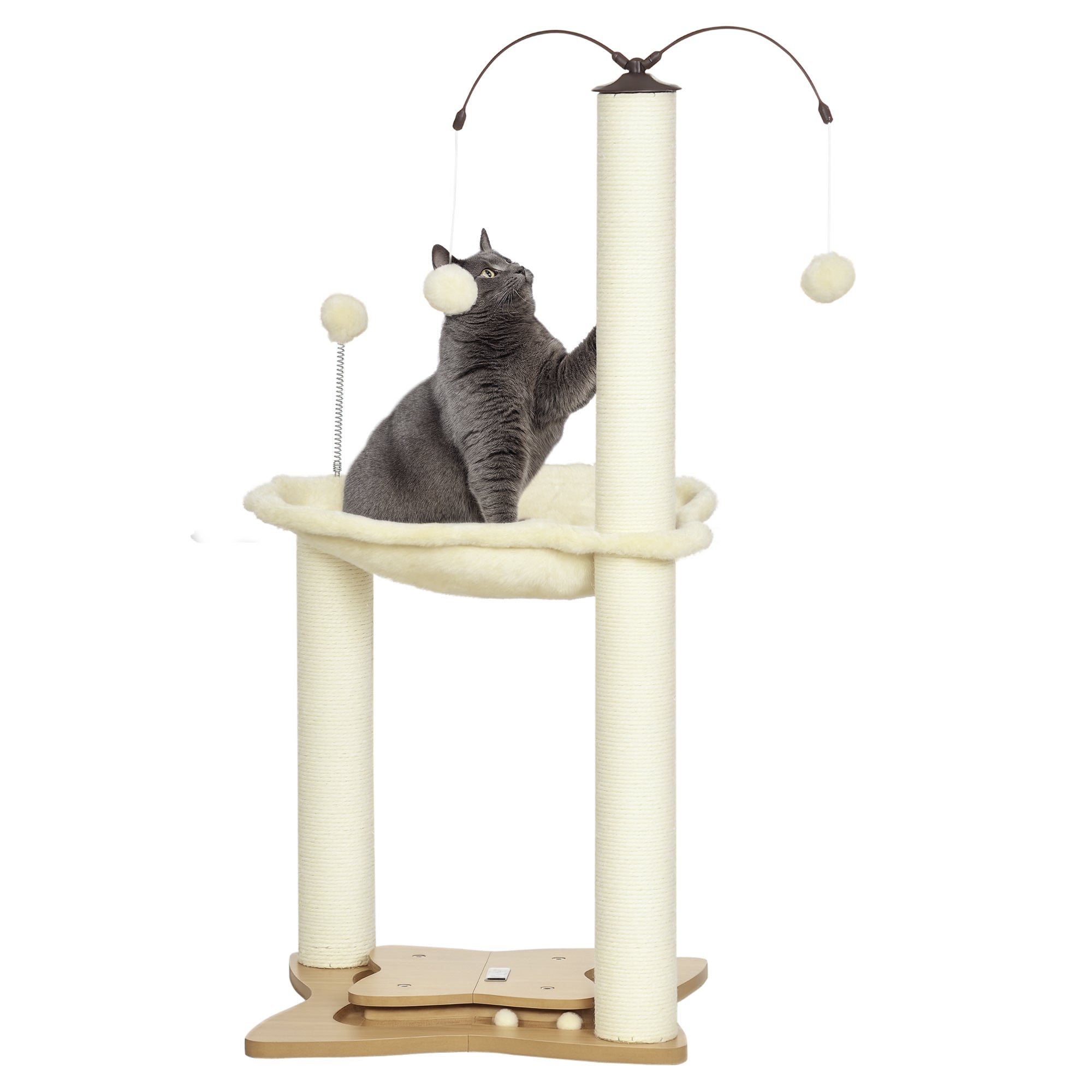 Torre para Gatos com Rede e Postes de Sisal - 53,5x53,5x90cm - Bege