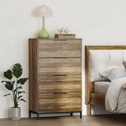 Cómoda de 4 Gavetas em Castanho Rústico 62x35x105 cm - Efeito Madeira Natural