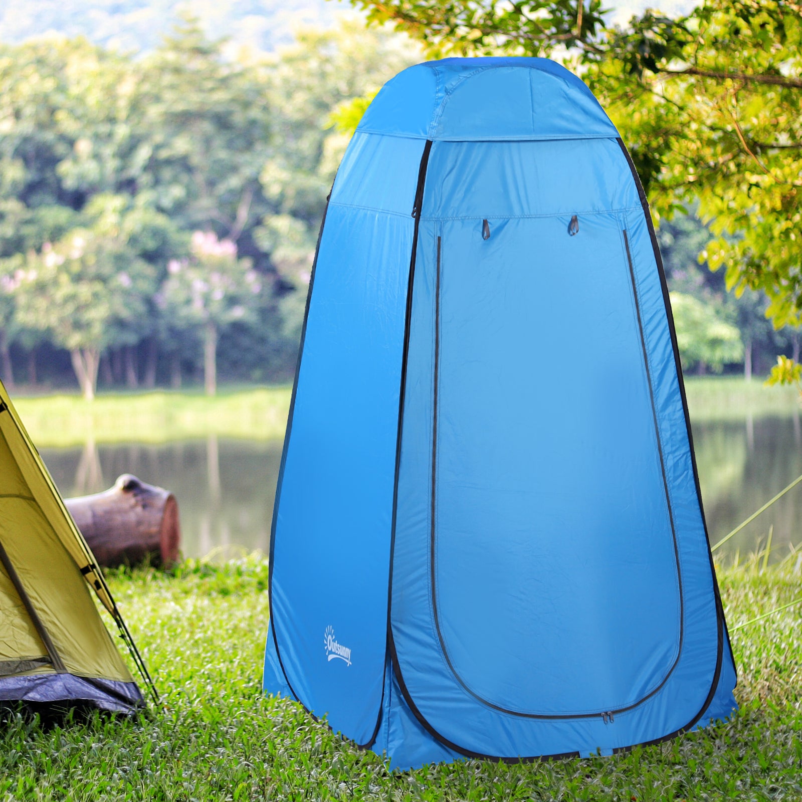 Tenda de Privacidade Portátil – 120x120x190 cm – Azul – Poliéster, Tecido Oxford e Metal