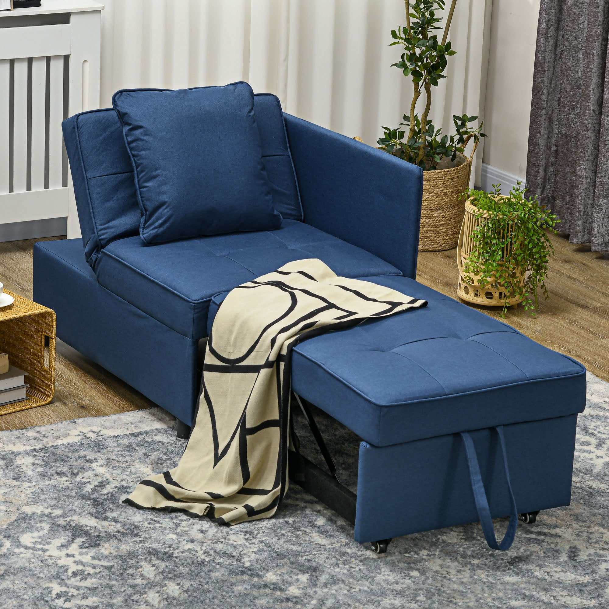 Sofá Cama 3 em 1 65x98x69 cm Azul