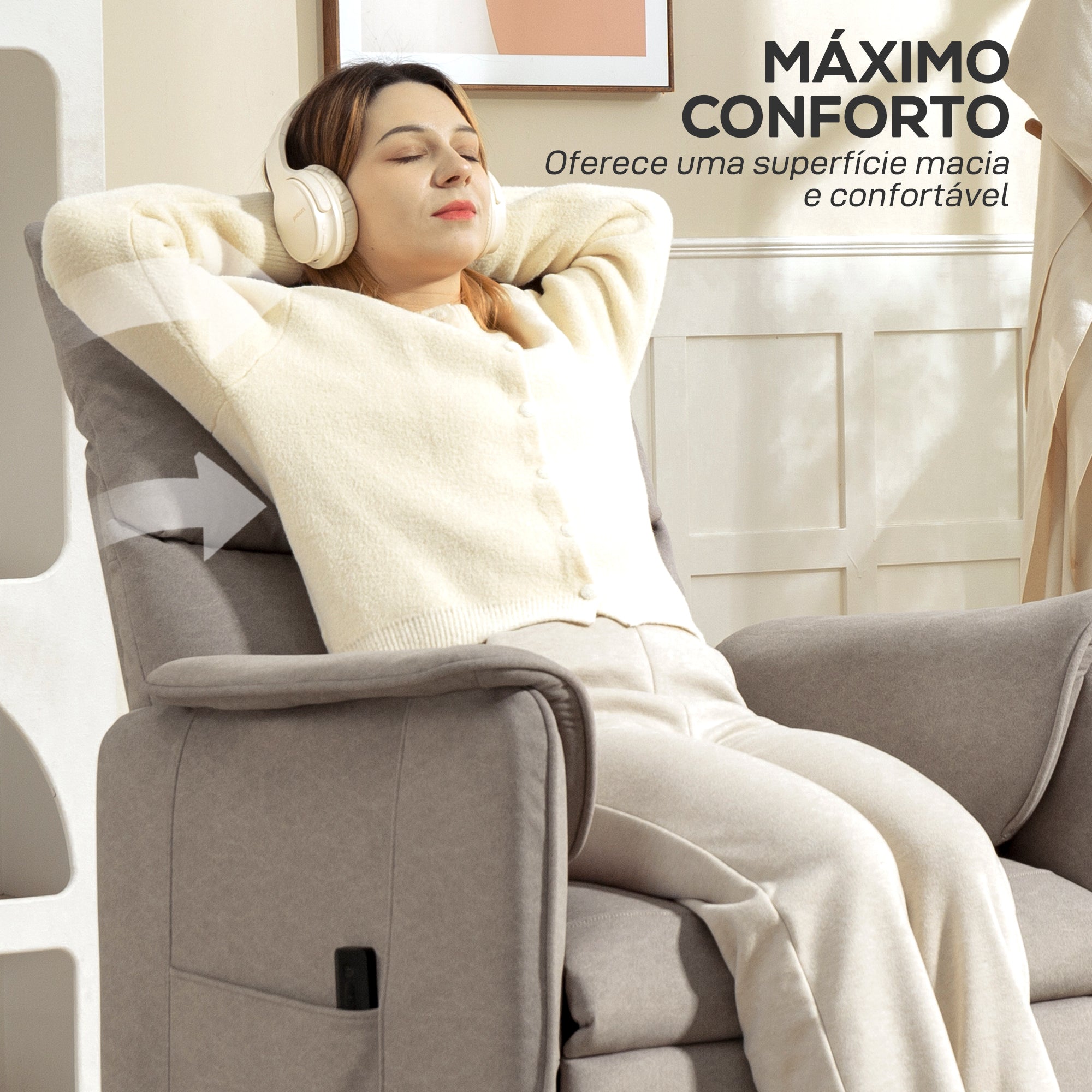 Poltrona Relax Reclinável Elétrica Marrom 80x83x104 cm