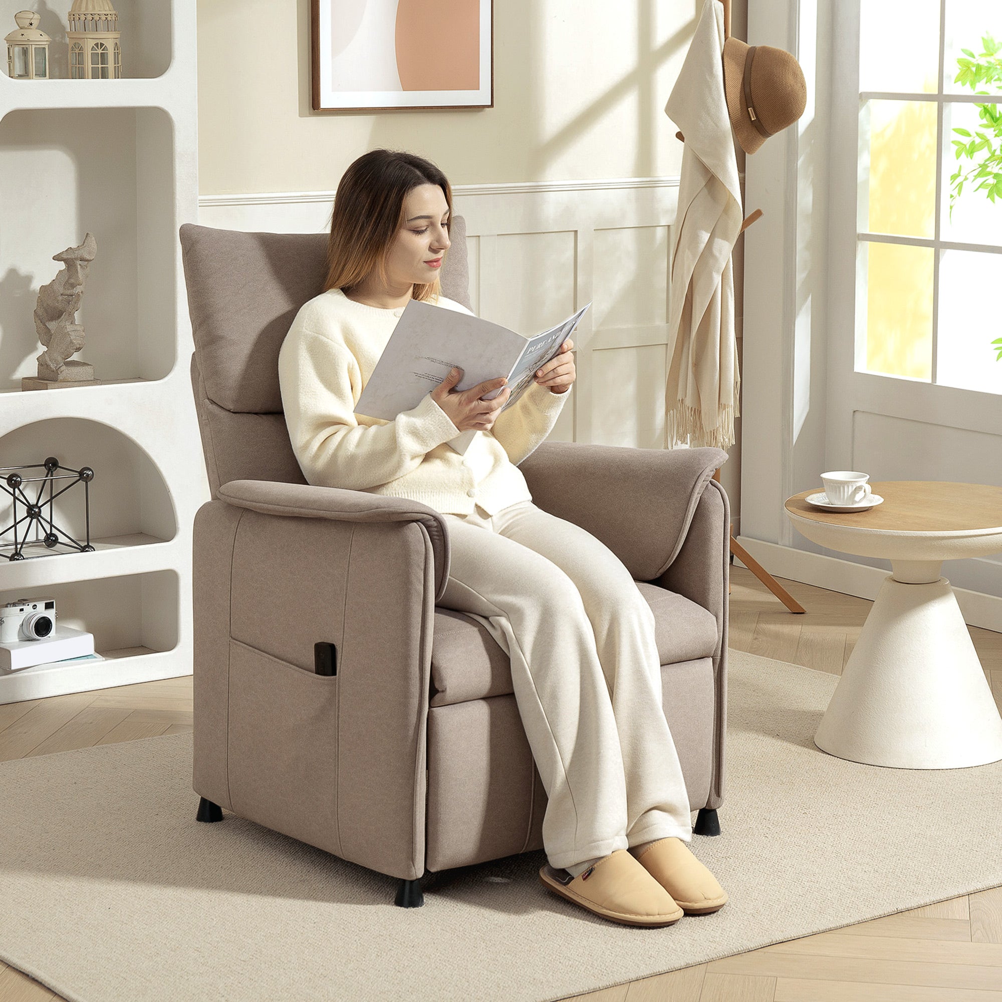 Poltrona Relax Reclinável Elétrica Marrom 80x83x104 cm