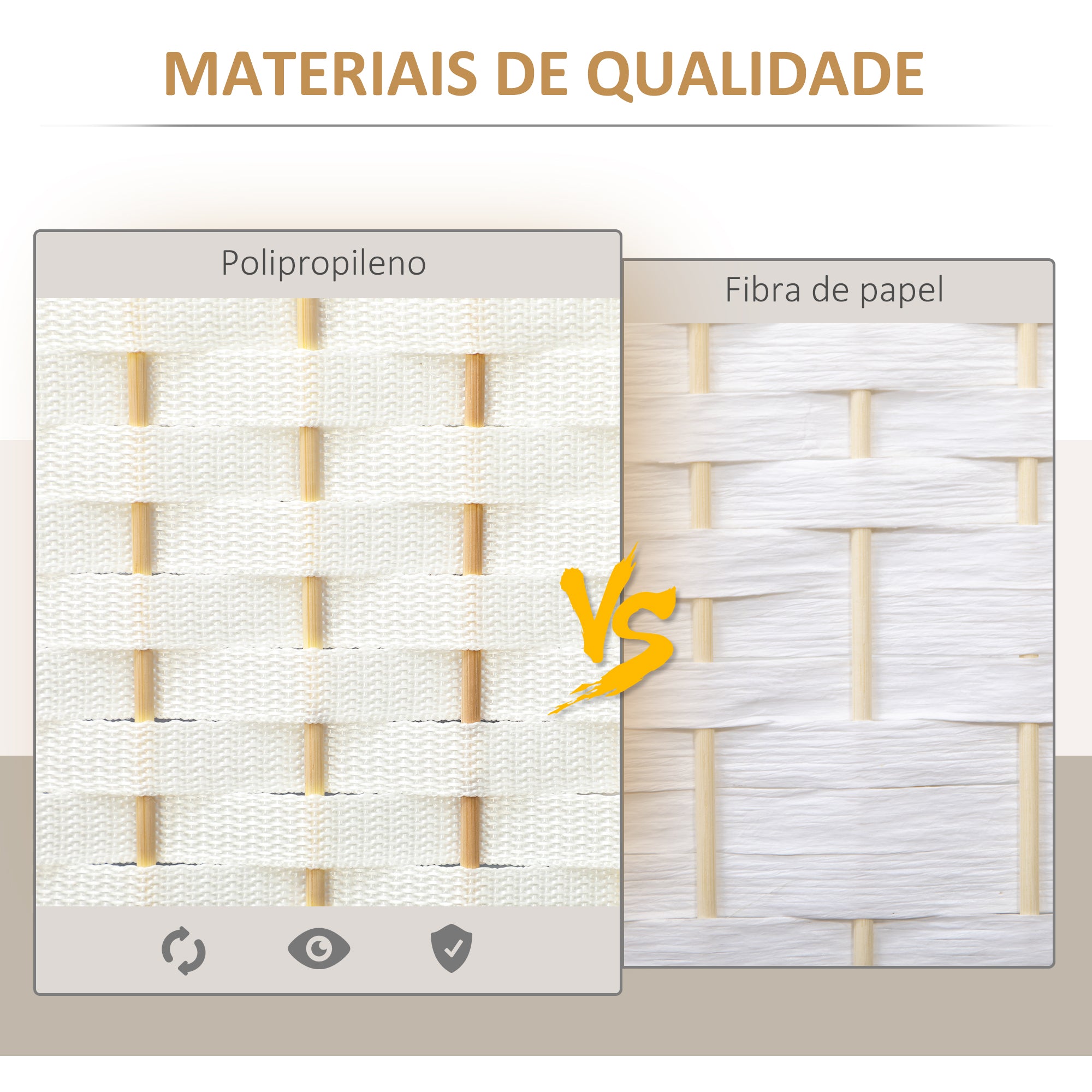 Biombo de 6 Painéis Dobrável 240x170 cm - Cor Branco