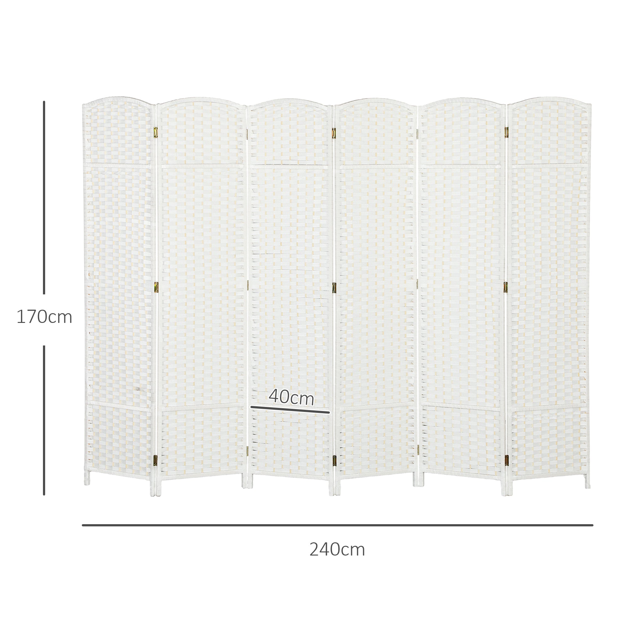 Biombo de 6 Painéis Dobrável 240x170 cm - Cor Branco