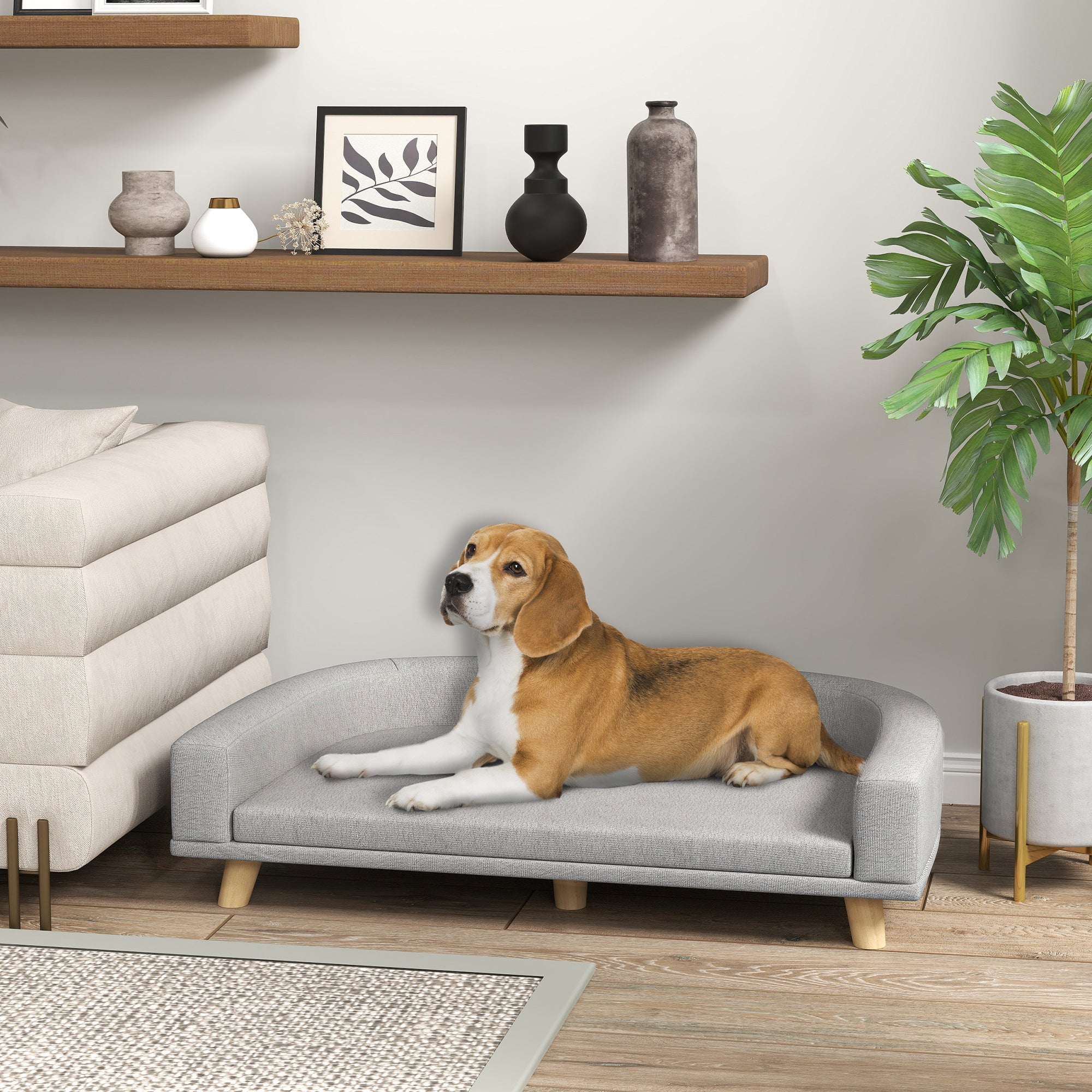 Sofá Cama para Cães Cinza 98x67x25 cm