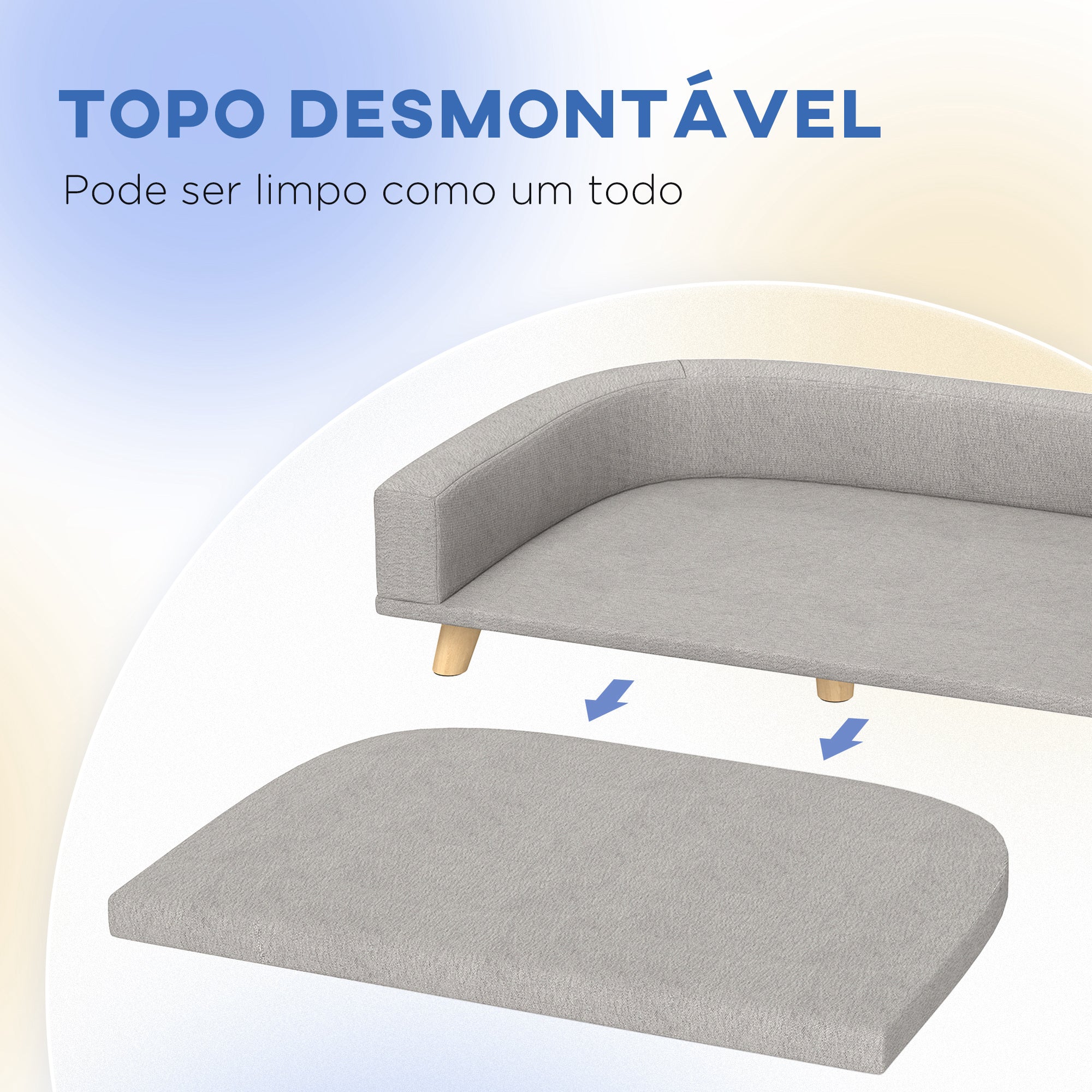 Sofá Cama para Cães Cinza 98x67x25 cm