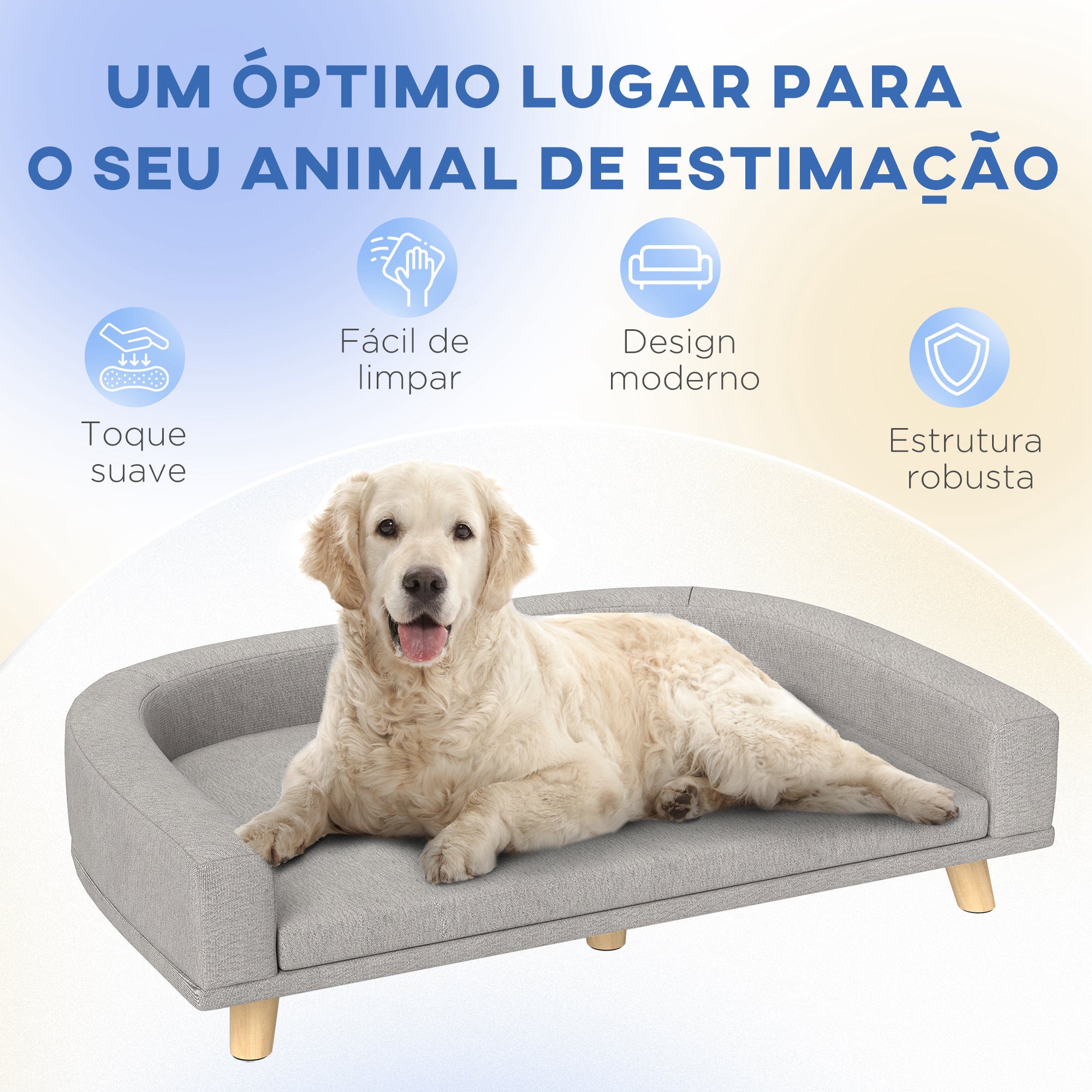 Sofá Cama para Cães Cinza 98x67x25 cm