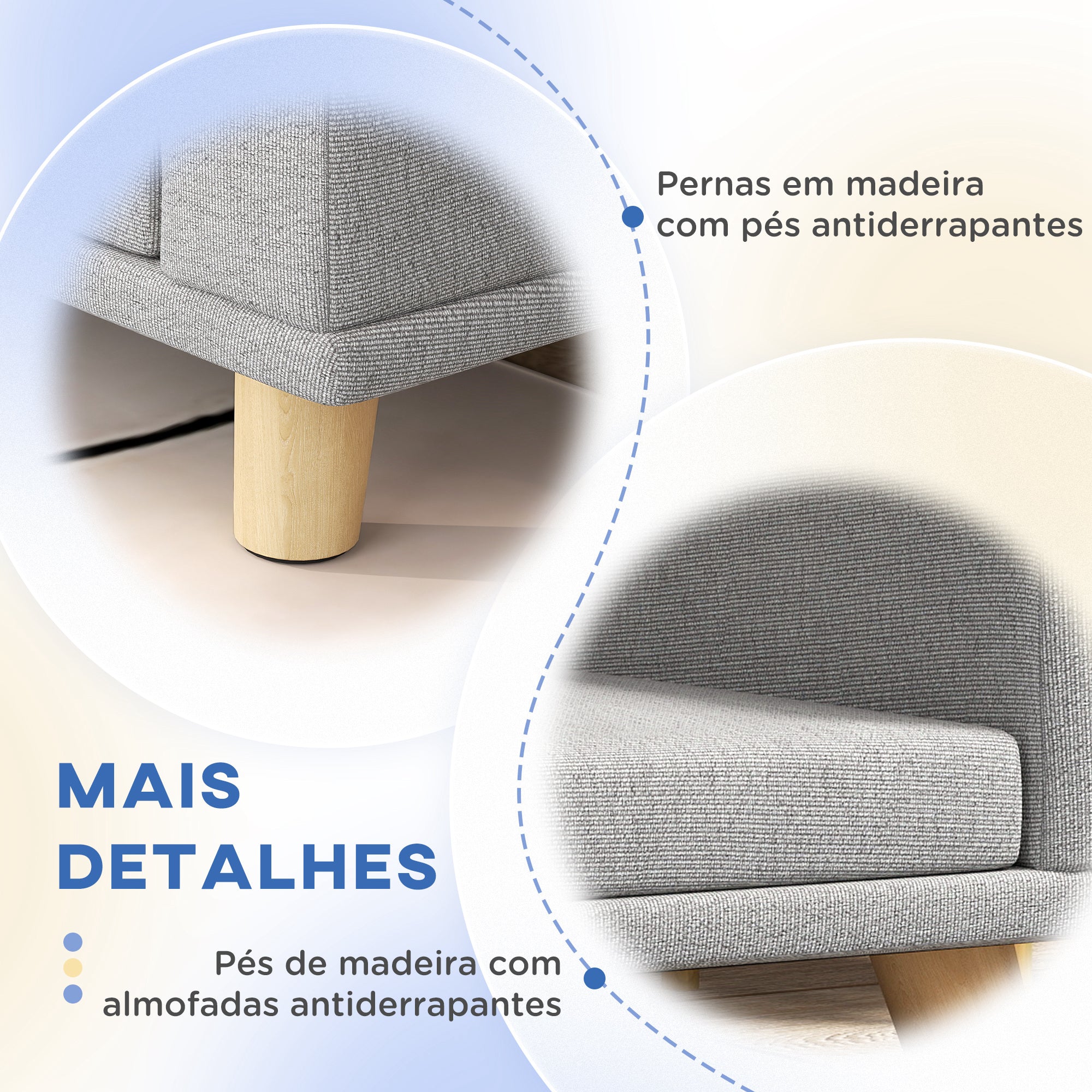 Sofá Cama para Cães Cinza 98x67x25 cm