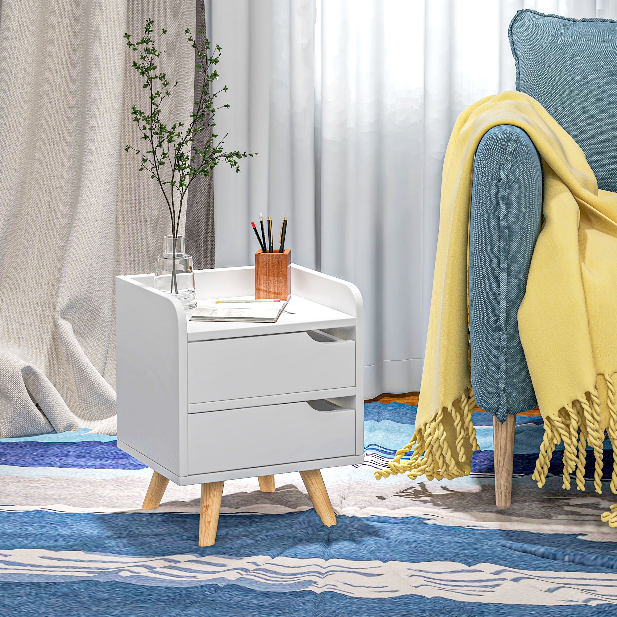 Mesa Lateral de Cabeceira Multiuso 33x28x42cm Branco
