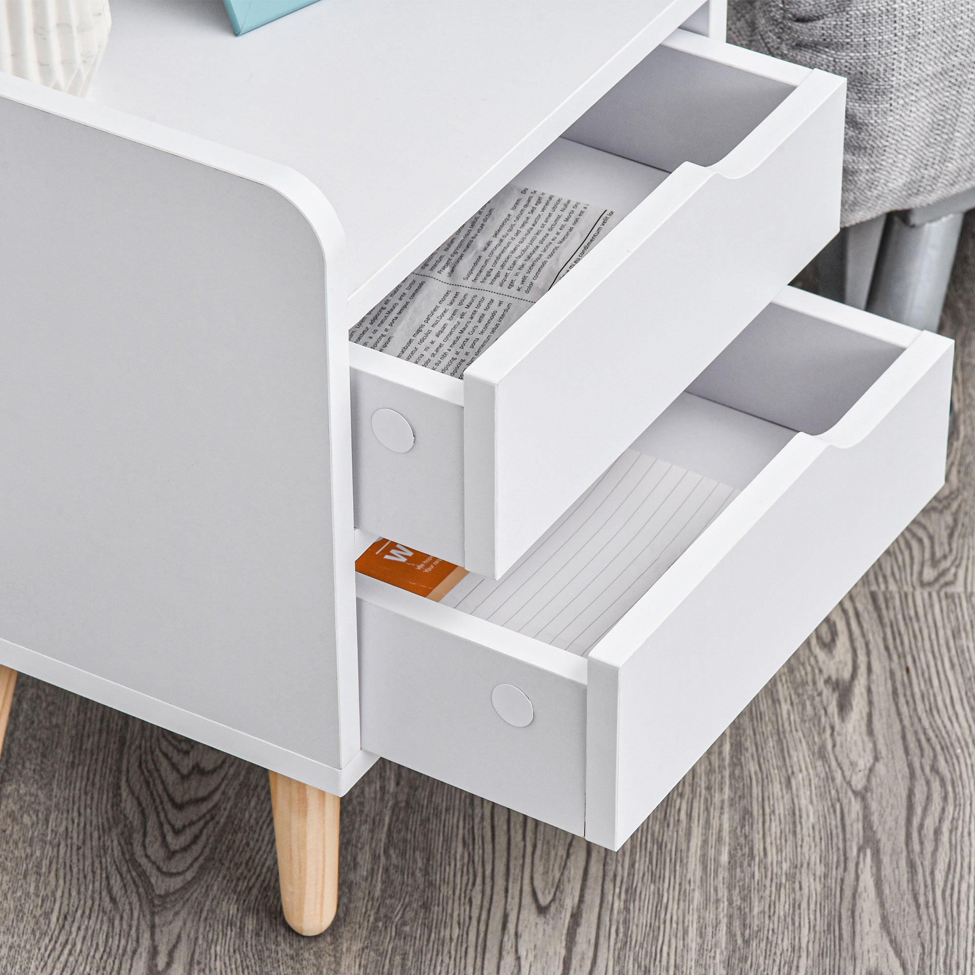 Mesa Lateral de Cabeceira Multiuso 33x28x42cm Branco