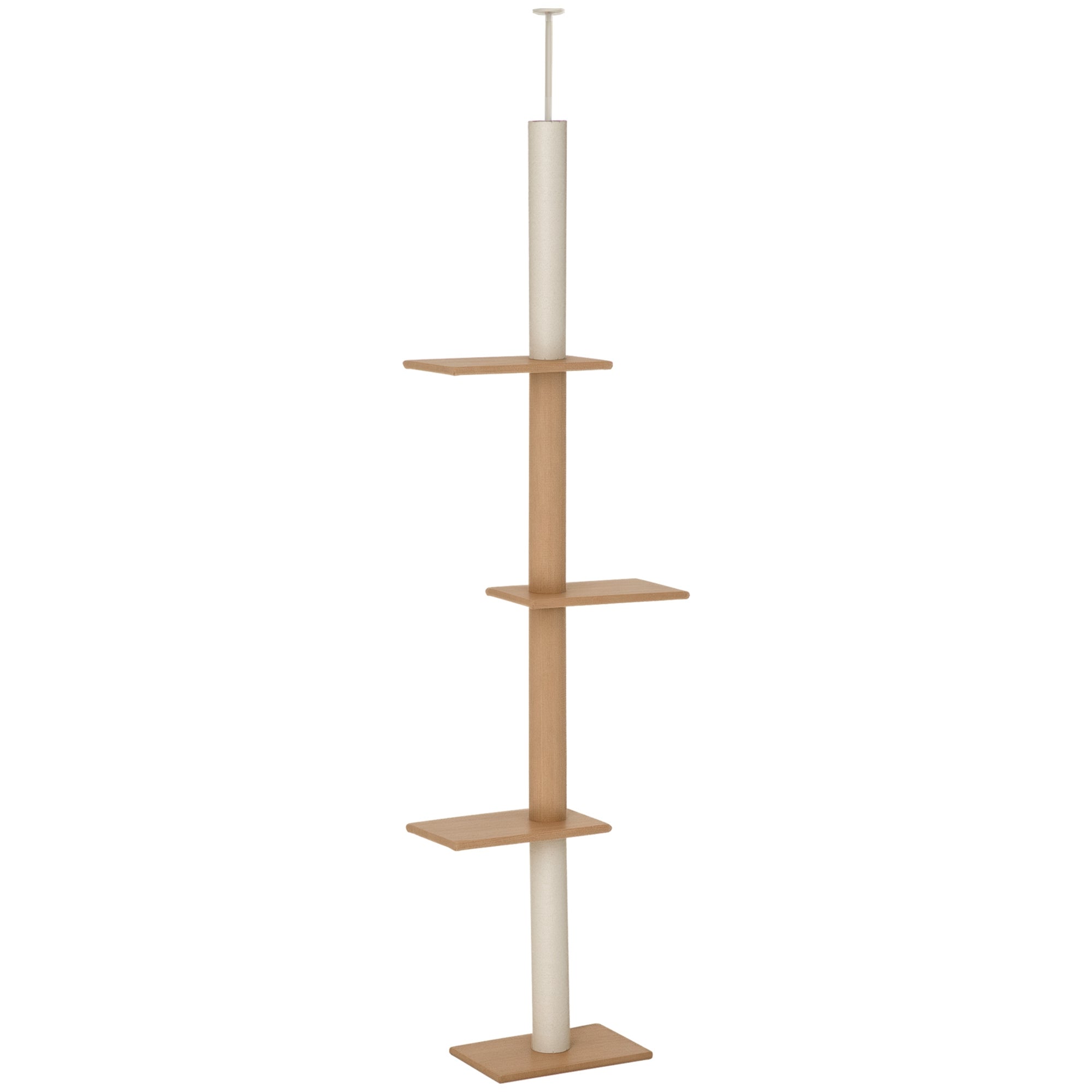 Arranhador para Gatos de Chão ao Teto 43x27x228-260 cm - Marrom Claro e Bege