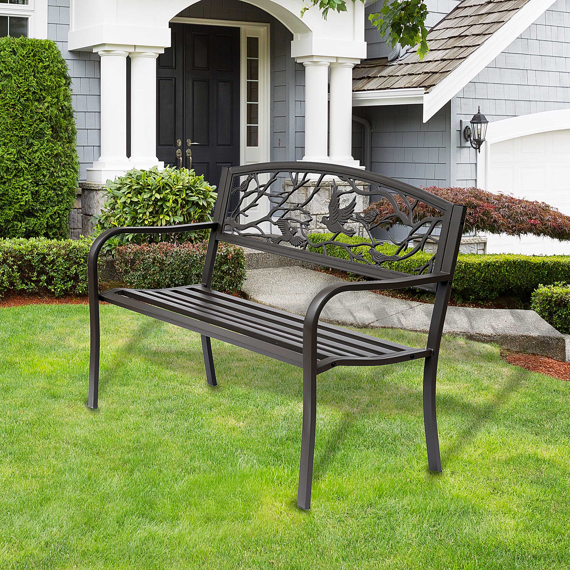 Banco de Jardim de Aço Marrom Escuro 127x60x85 cm - Resistente e Elegante