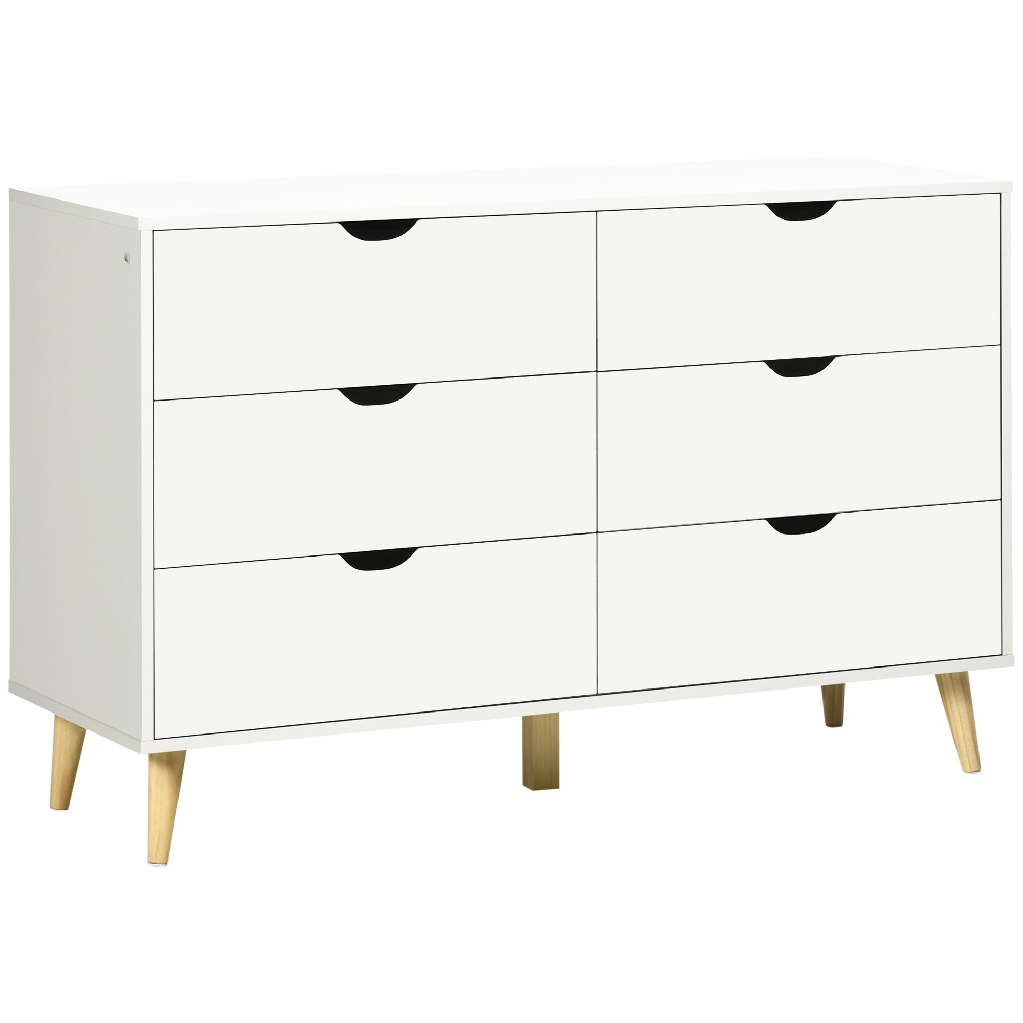 Cómoda 6 Gavetas Branco 120x40x76 cm - Estilo Moderno